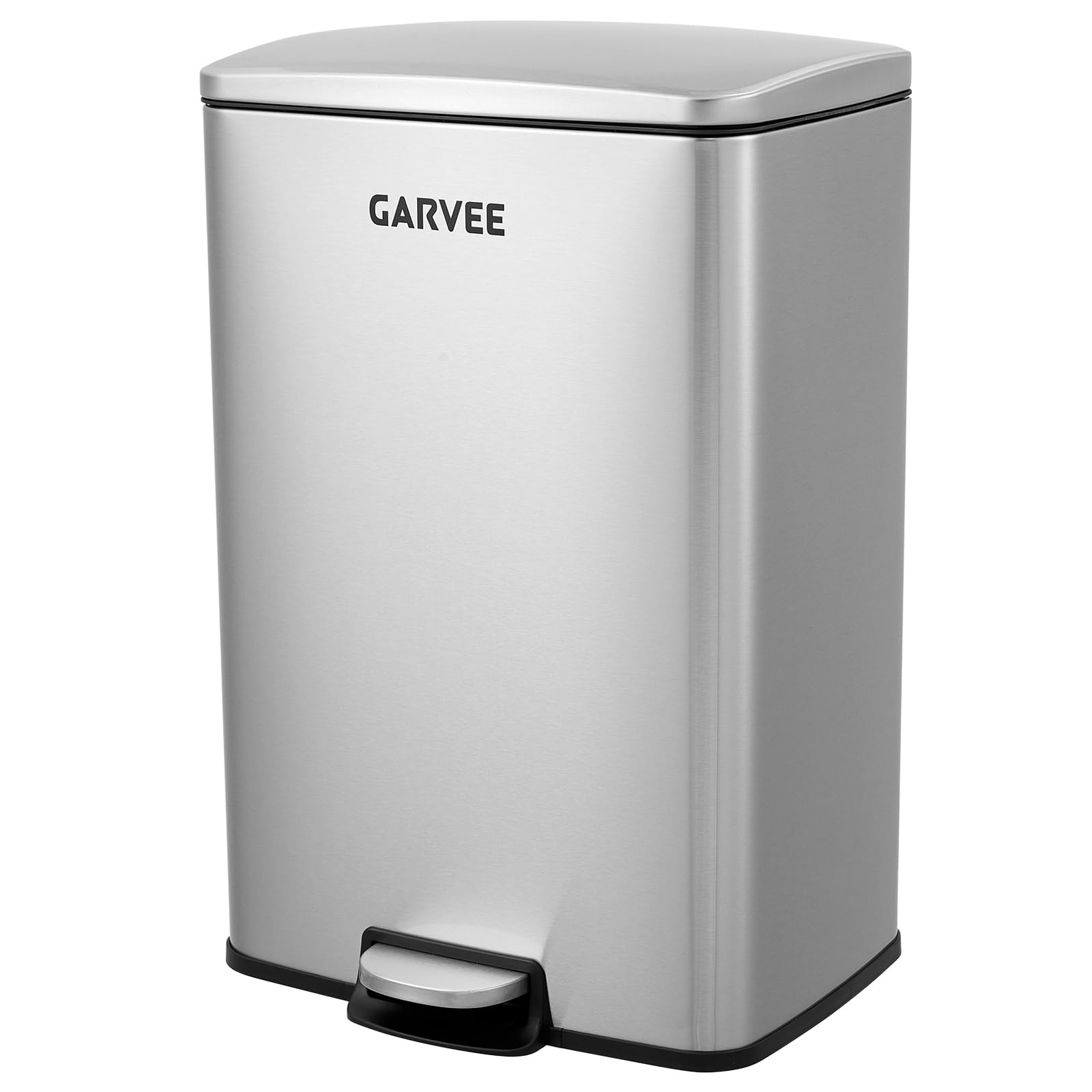 Garvee Kitchen Trash Can 13 Gal 50 L Stainless Steel Large Garbage Can with Quiet Soft-Close Lid Step-on Kitchen Metal Trash Bin with Removable Inner Bucket for Living Room Office Garage