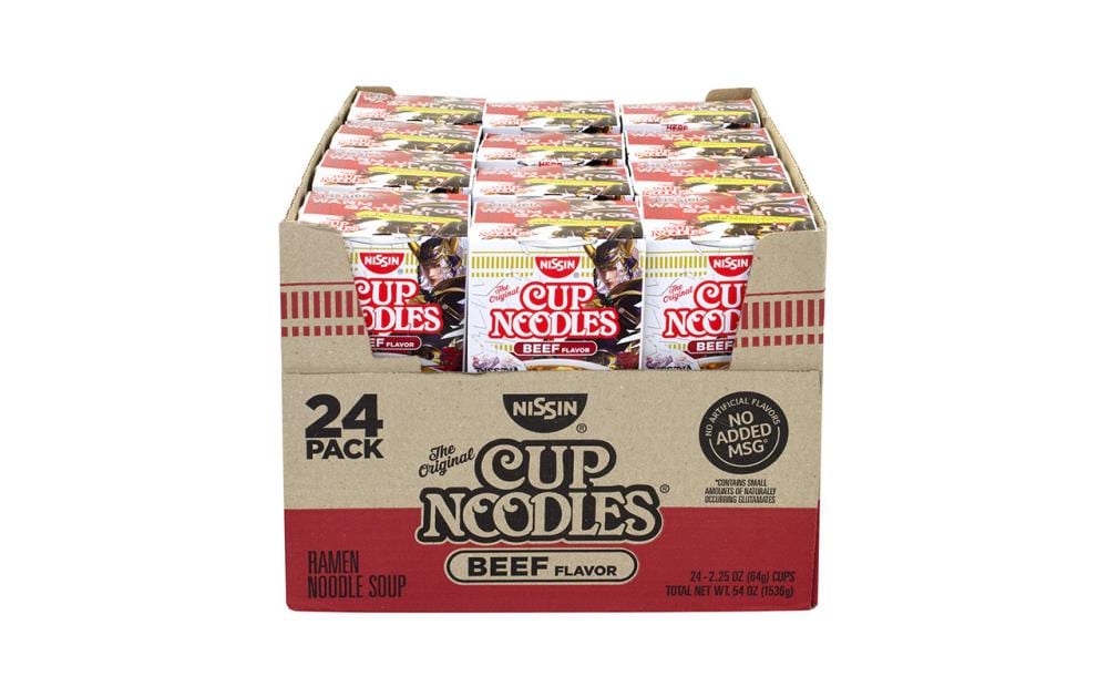 Nissin Chicken Flavor Ramen Noodle Soup Cups, 2.25 Oz, Pack Of 24 Cups