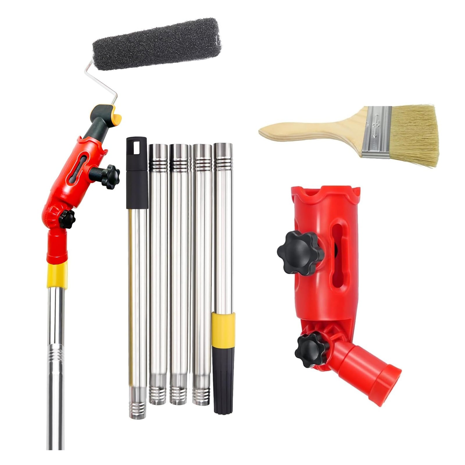 Phyfalip  55 Inch Multi Angle Paint Brush Extender Kit with Rotating Head Extension Pole for High Ceilings Walls Corners Edges 3 Inch Brush