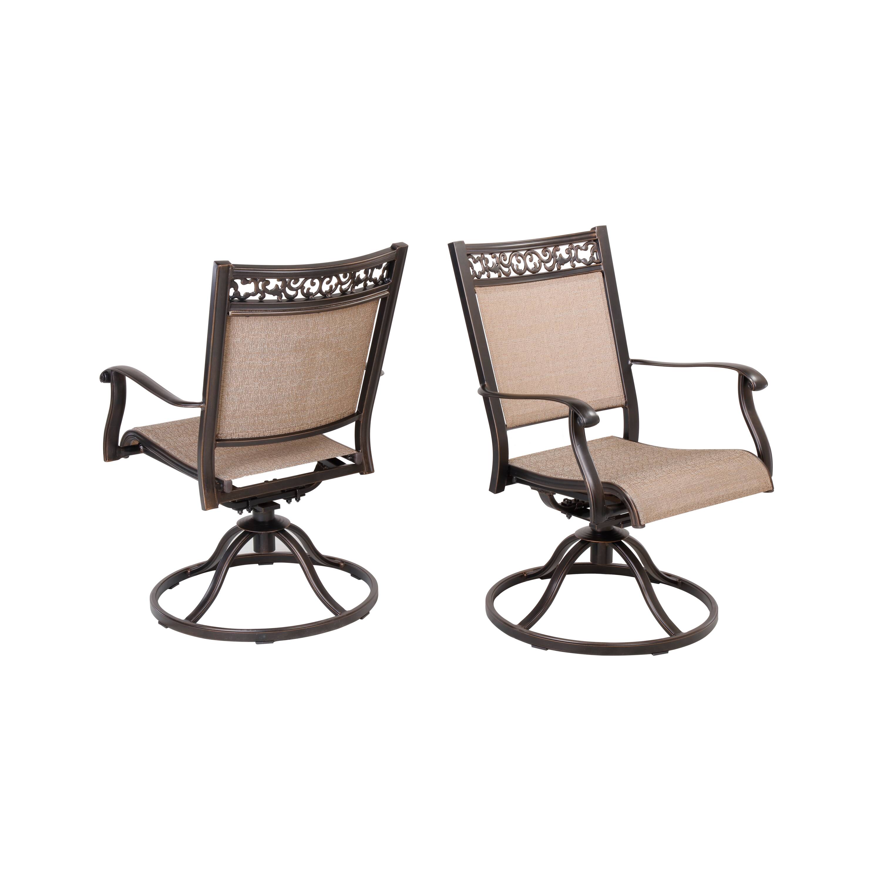 Clihome CL-183001 Set of 2 Brown Aluminum Frame Swivel Rocking Chair with Mesh Seat