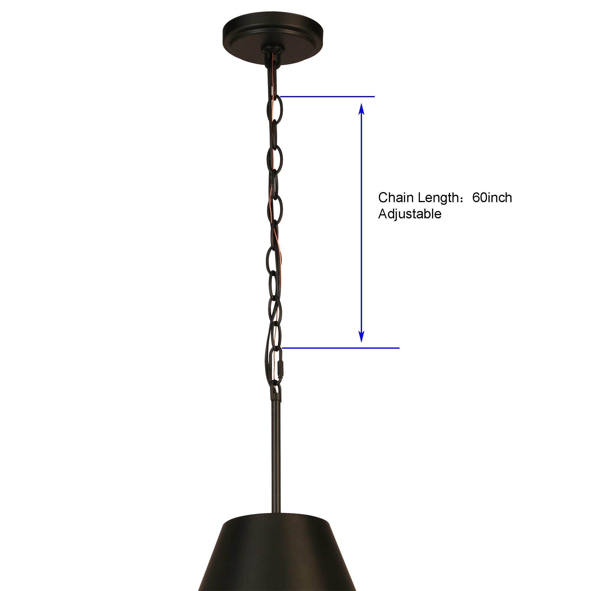 allen + roth Adele Matte Black Industrial Cone Medium Hanging Pendant ...