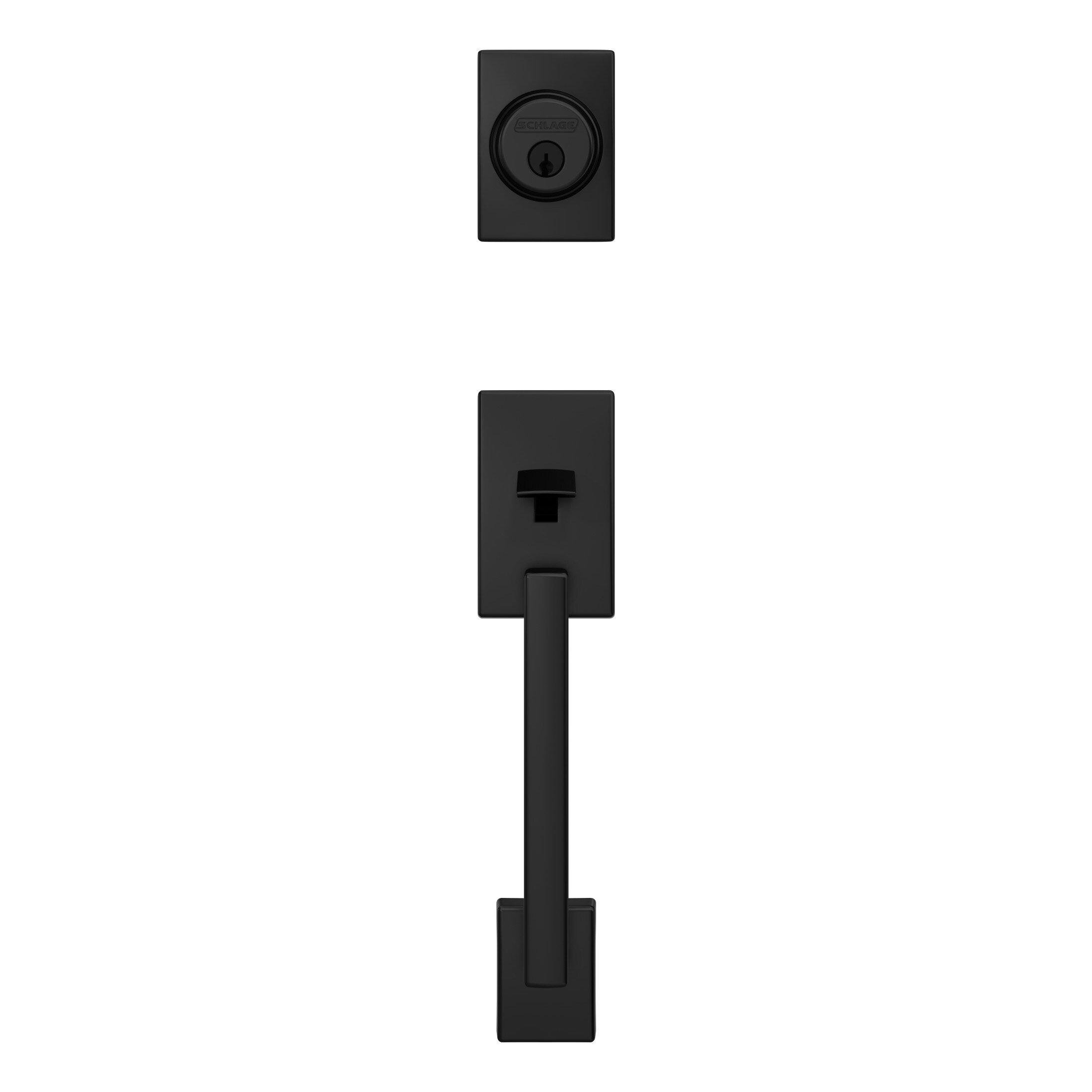 Schlage Century Matte Black Keyed Entry Door Handleset in the Handlesets  department at