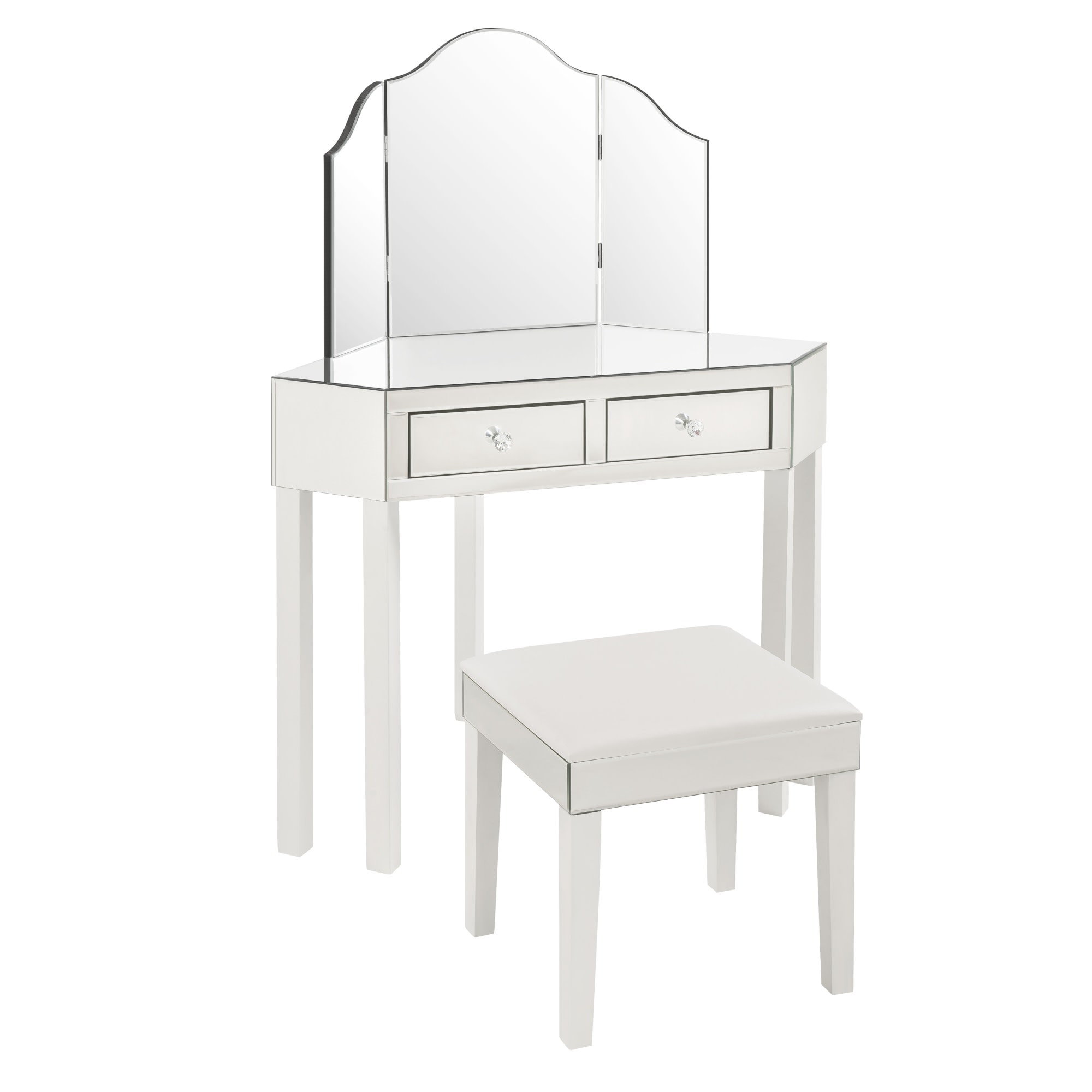 Inspired Home JF97-07WE-K-LS 28-Inches White Makeup Vanity