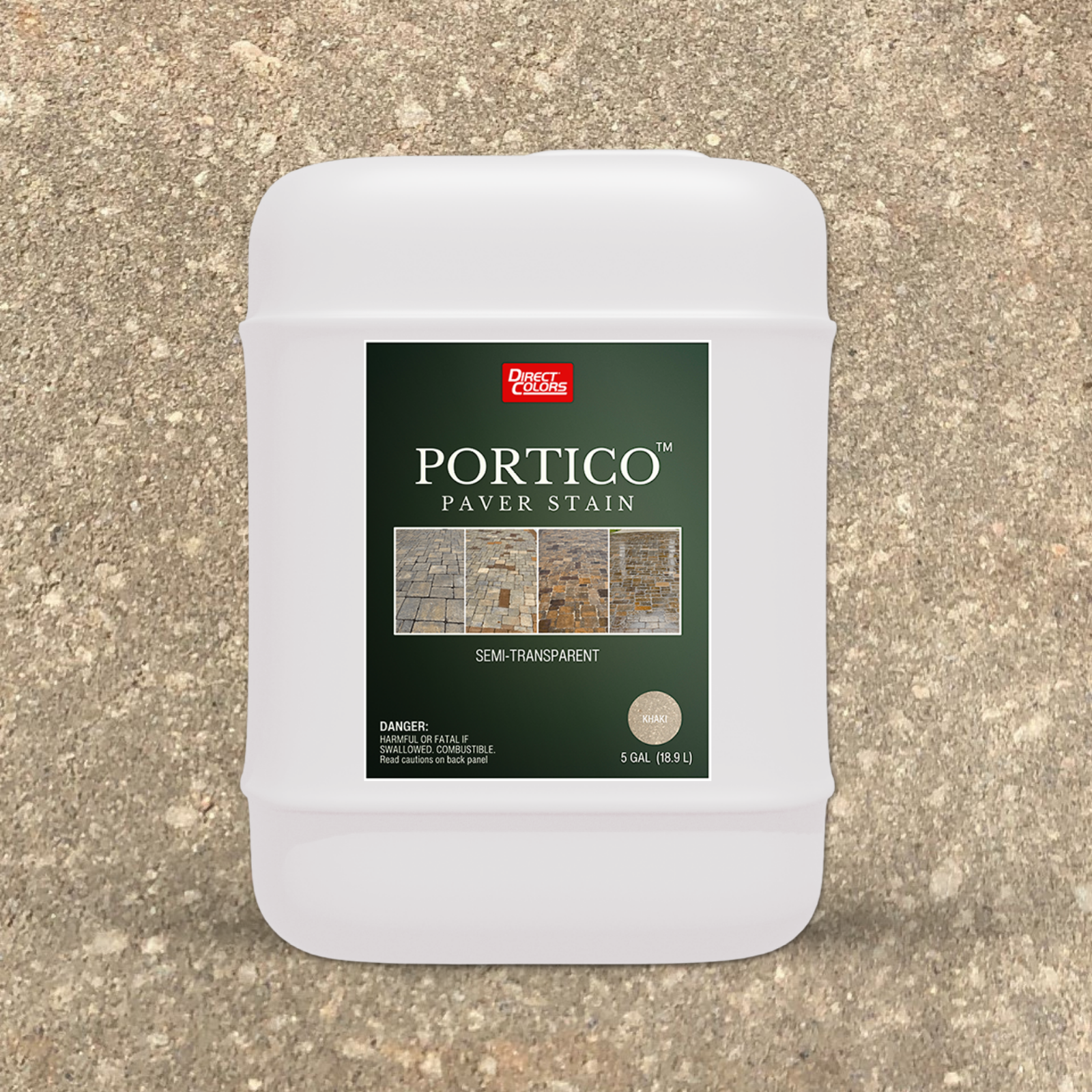 Direct Colors DC-POR-716-5GAL Portico Concrete Paver Stain Khaki Solvent-based Ready-to-use Concrete stain ( 5-gallon )