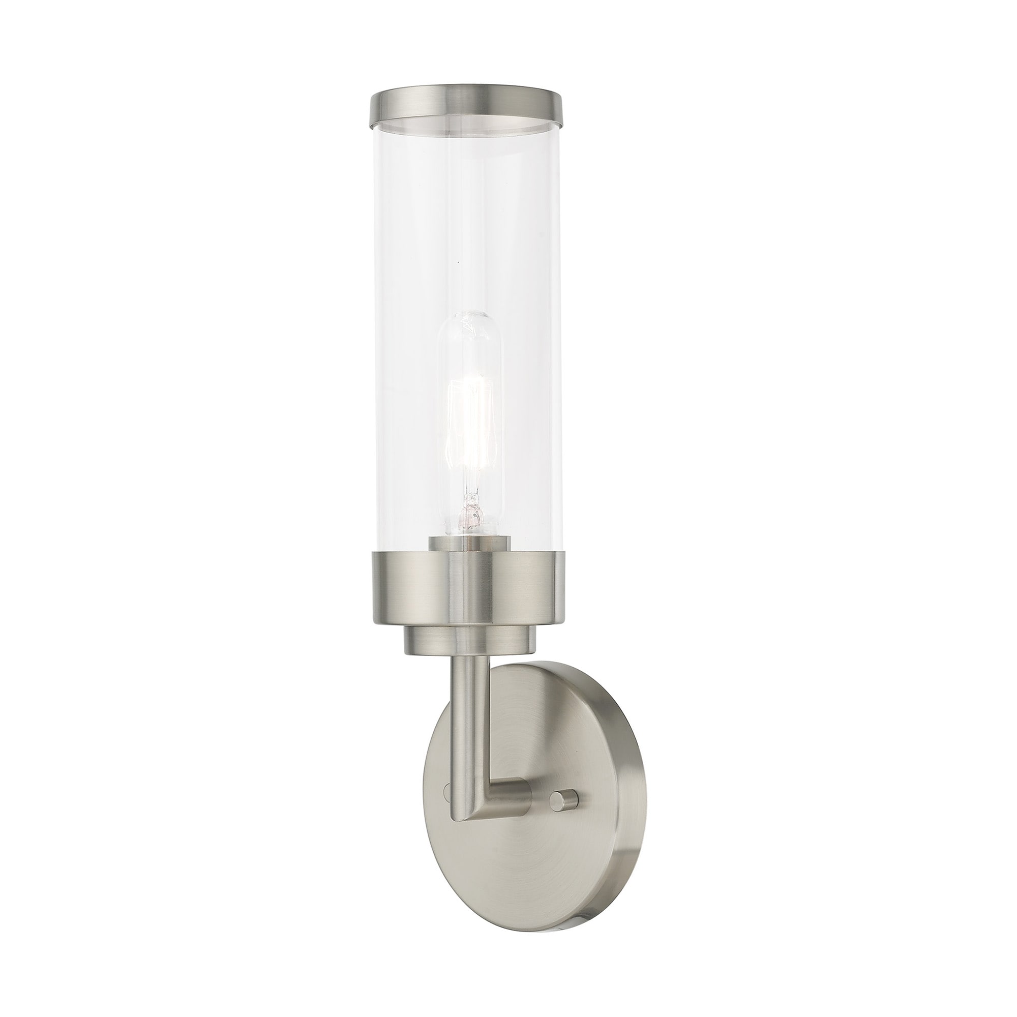Hillcrest Brushed Nickel 1-Light Wall Sconce with Clear Glass Shade
