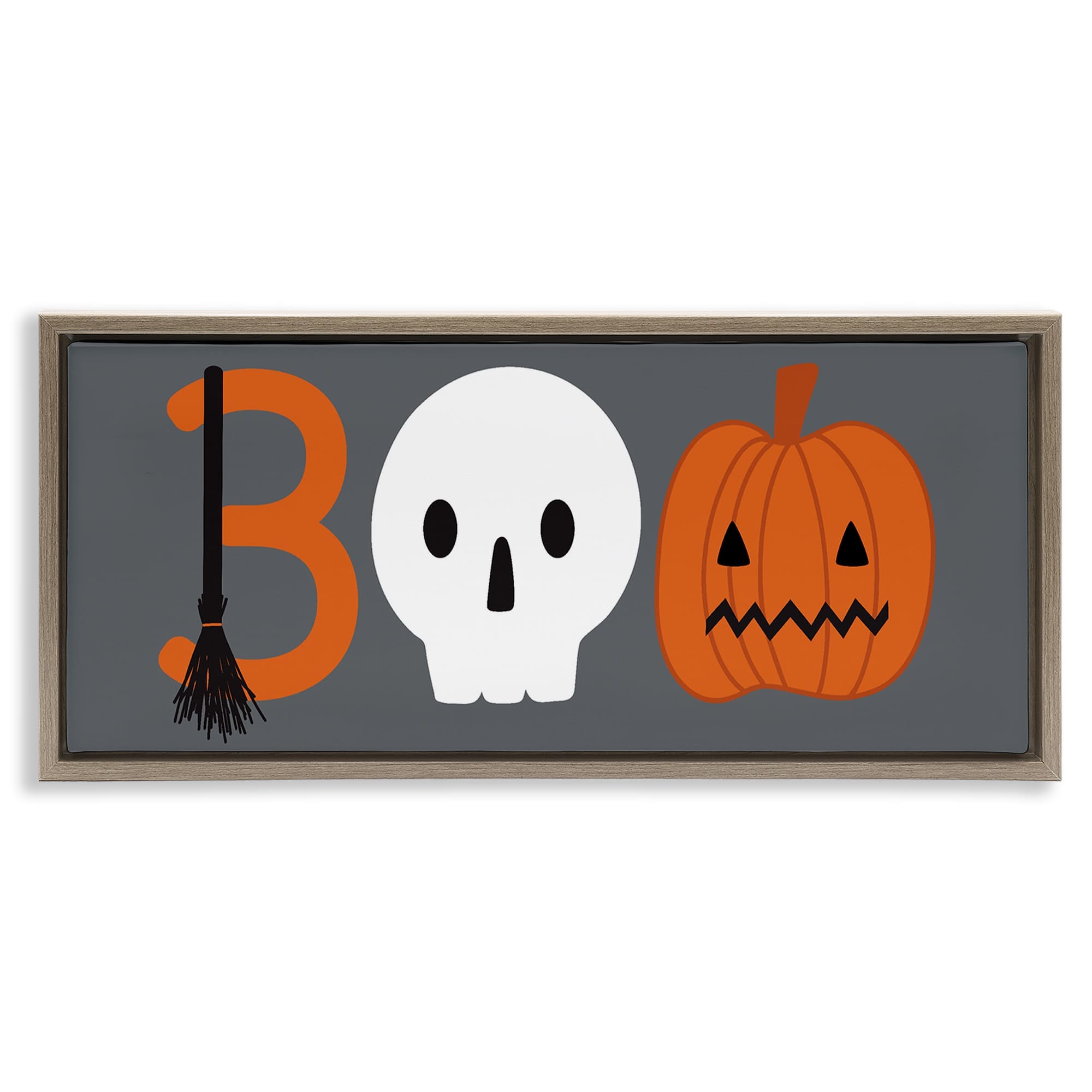 Stupell Industries BT-497-FFE-10X24 Boo Halloween Fun Typography Floating Frame design by Sazerelli Designs