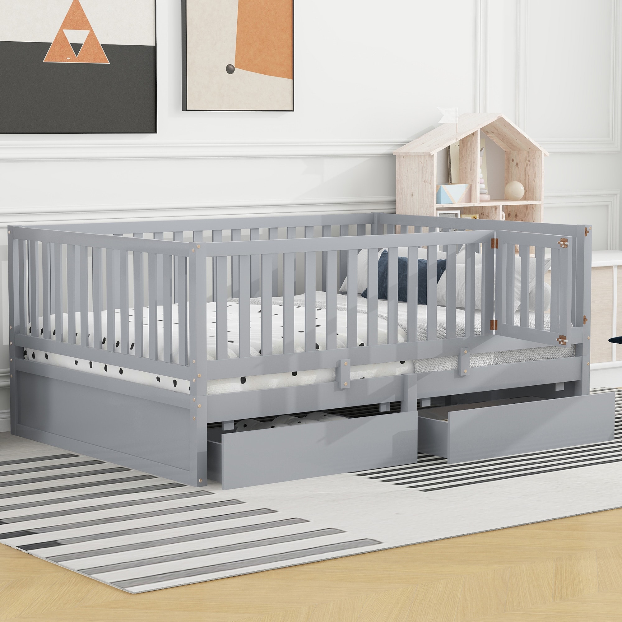 Lycvki 1713 Gray Toddler Bed