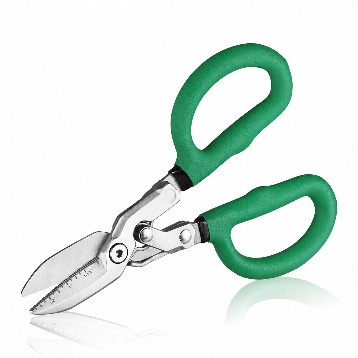 Linder Group Inc 8 Inch Compound Action Tin Snips Heavy Duty Metal Shears Forged Blade Ergonomic Anti Slip Handle Induction Hardened Cutter for Copper Aluminum #L3FB3RUP