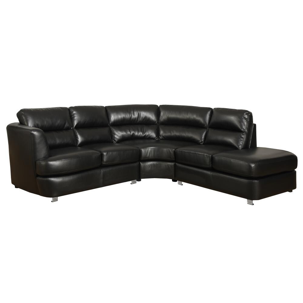 Monarch Specialties Modern Black Faux Leather Sectional In The Couches Sofas And Loveseats 9512