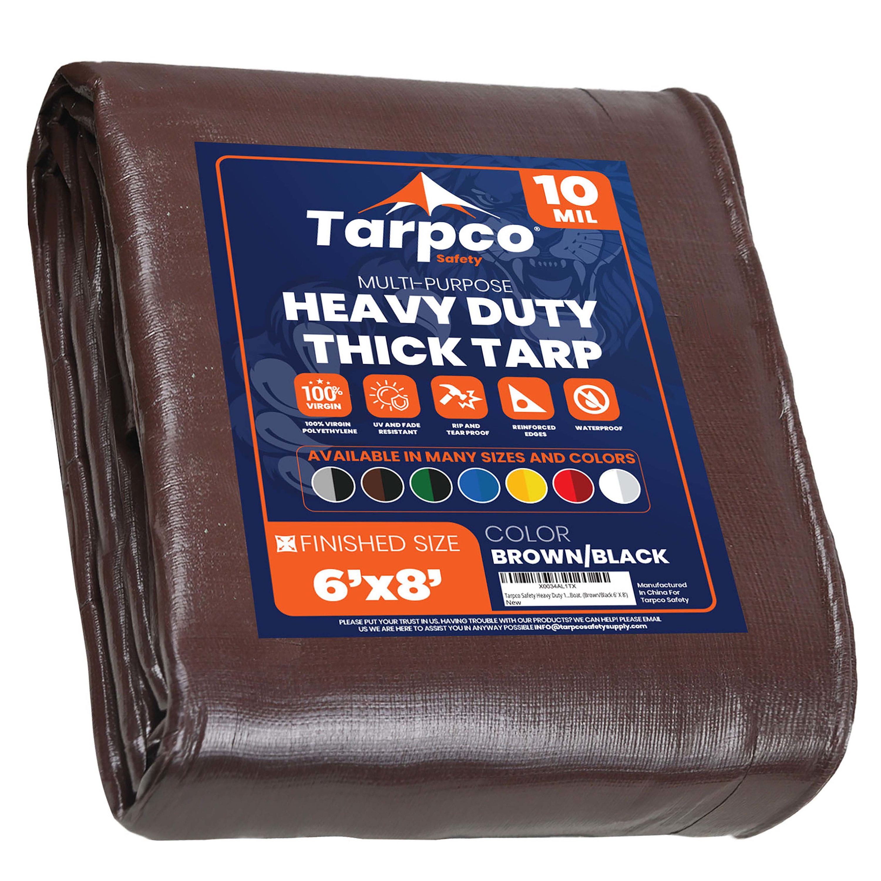 Tarpco Safety TS-152-6X8 6-ft x 8-ft Brown Waterproof Commercial Polyethylene 10-Mils Tarp