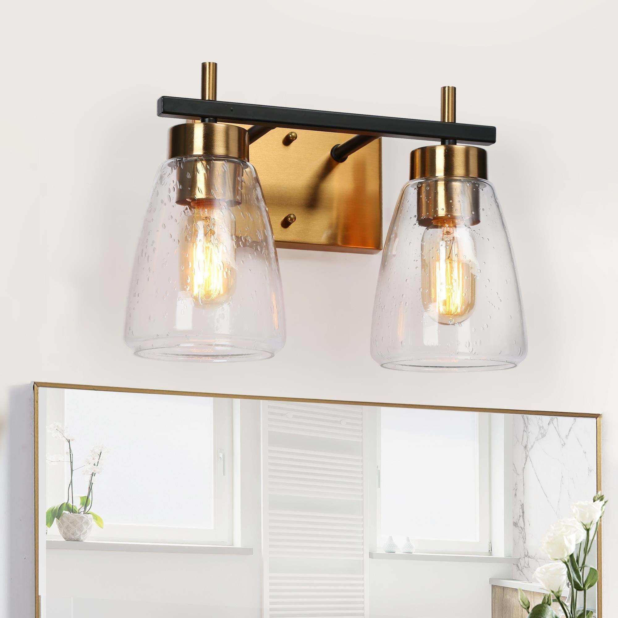 Uolfin NBRFBU-LWS24551-O7 13-in W 2 -Light Polished Black Wall Sconce