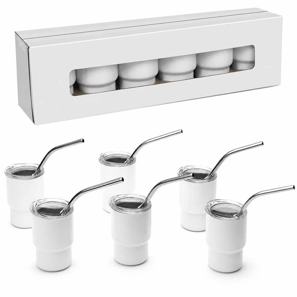 Aoibox  Mini Shot Glass Tumbler 3 oz Stainless Steel Sublimation Cups with Lids and Straws Double Wall Insulated