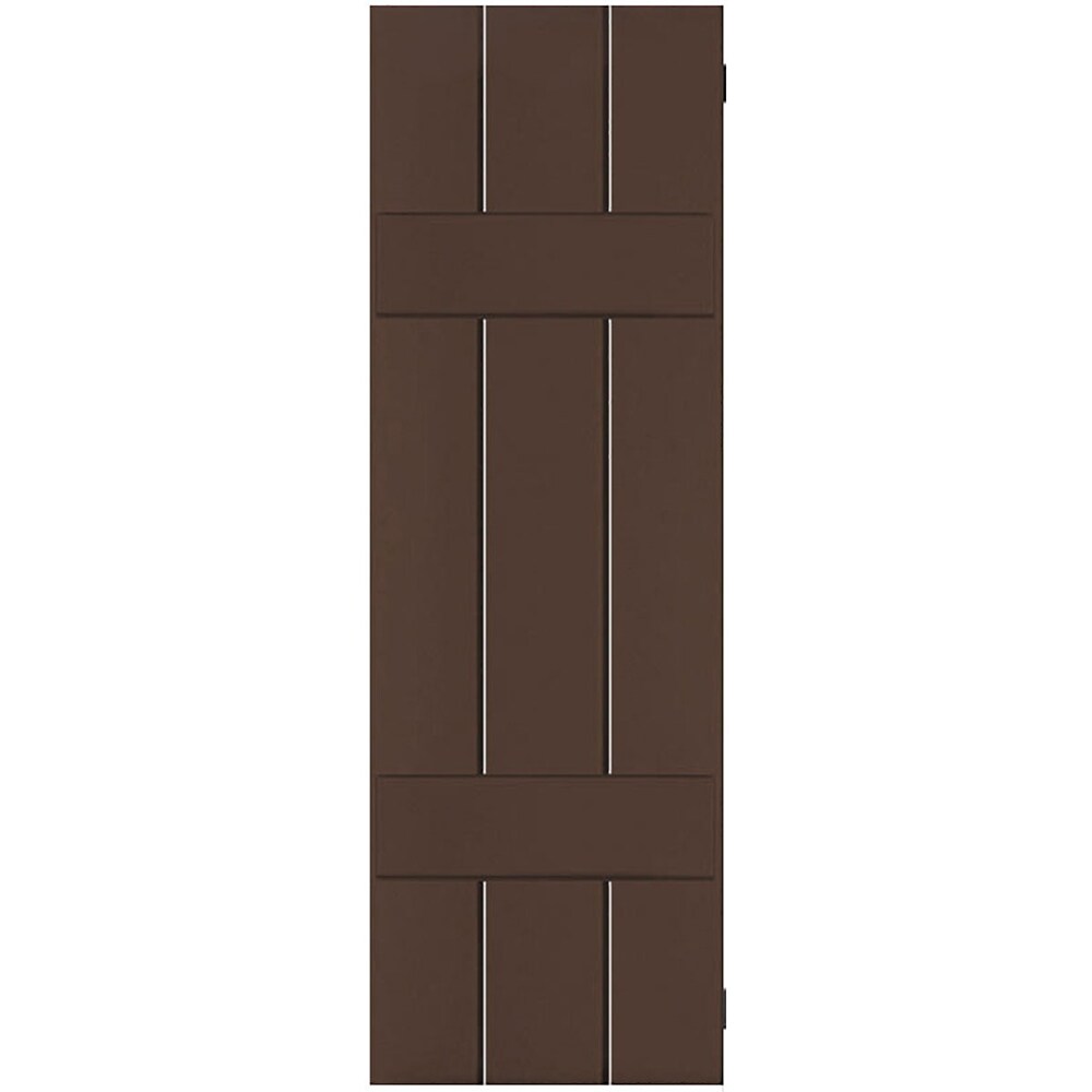 Ekena Millwork RWB12X075TBW 12-in W x 75-in H Tudor Brown Paintable/Stainable Board and batten Wood Exterior Shutters ( 2 -Pack )