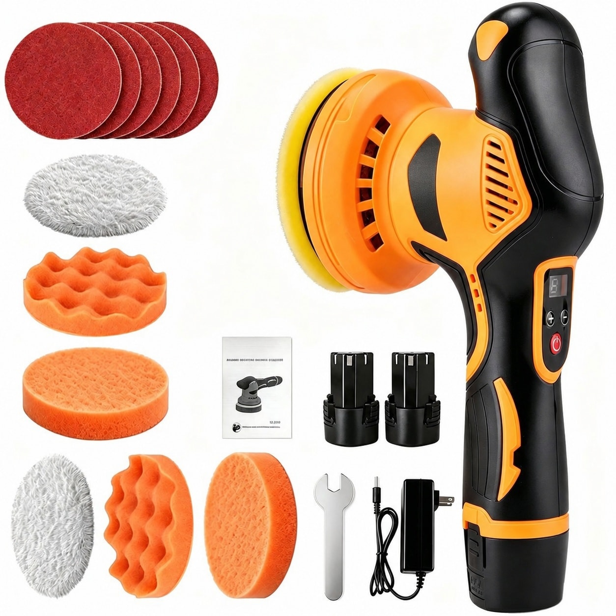 JVFCXXV 1200W 8 Speed DA Orbital Buffer Polisher Kit with LED Display for Car Detailing Polishing Waxing Scratch Removal Multi Surface Cleaning #LJV0712C074