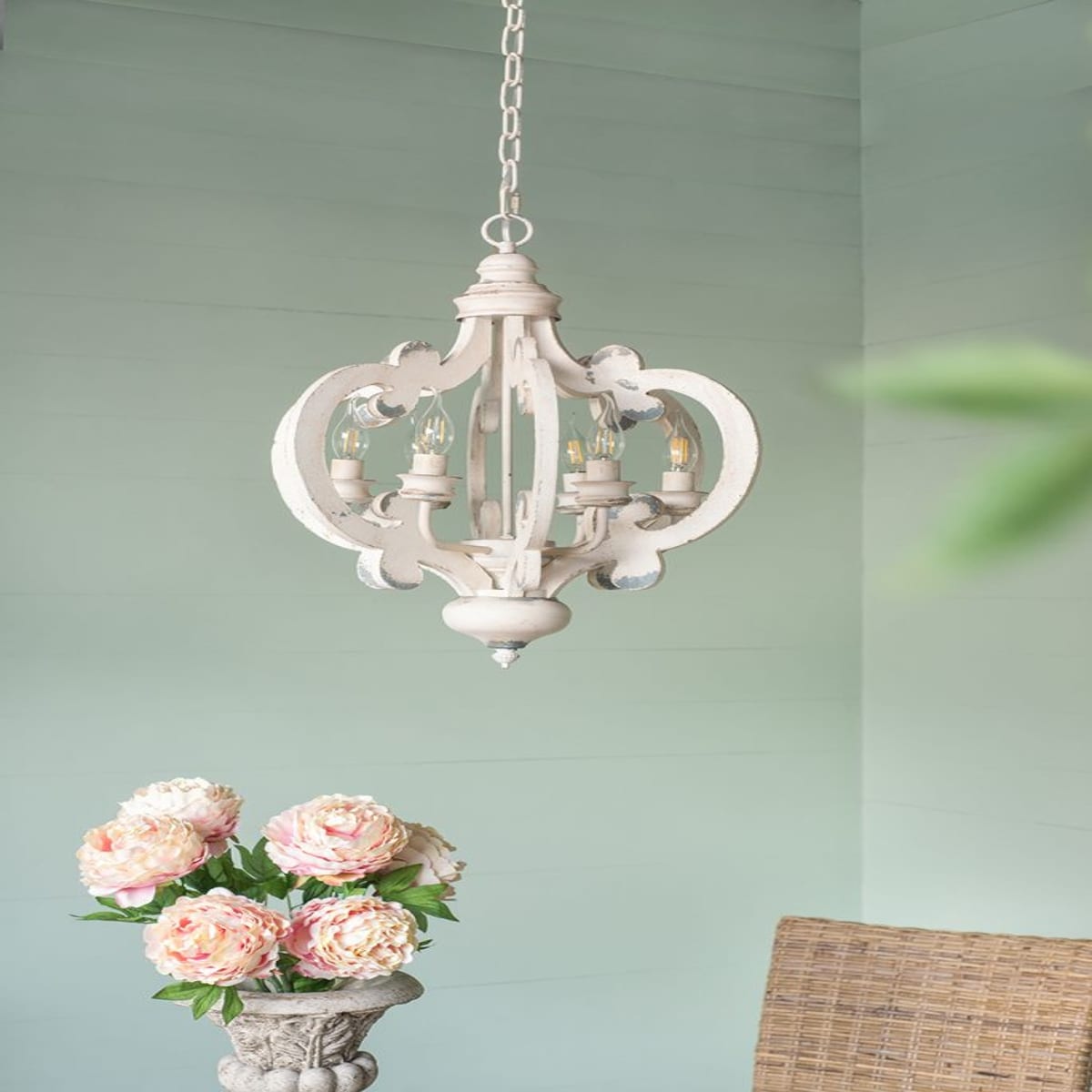 Ropilly French Country Wood Chandelier 6 Light Farmhouse Pendant Light ...