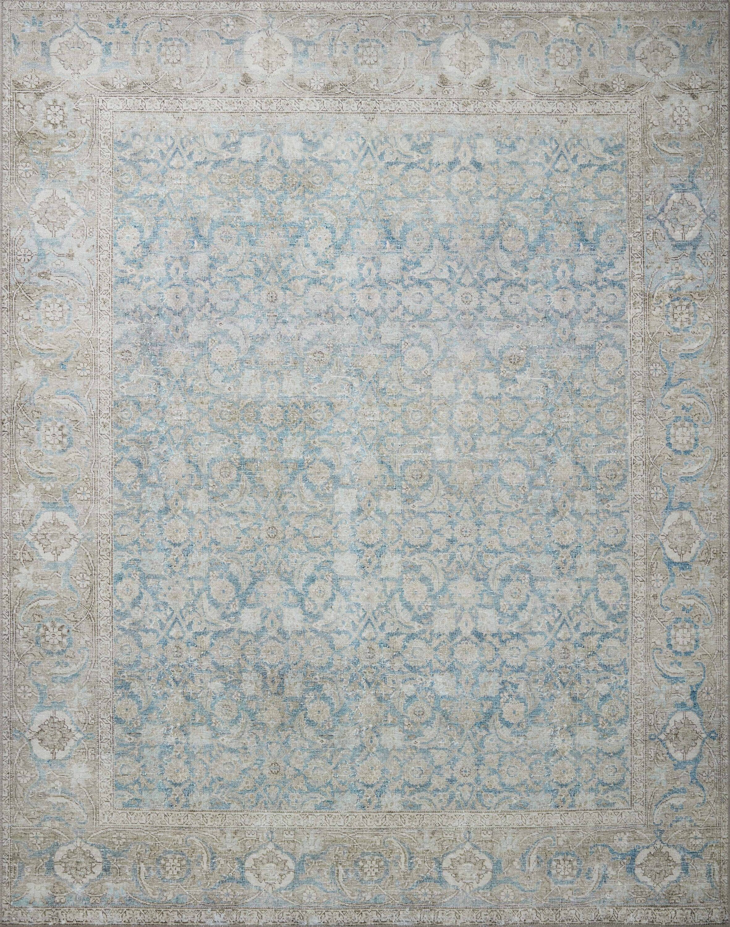 Loloi II WYNTWYN-10OCSI5076 Wynter 5 x 8 (ft) Loomed Polyester OCEAN / SILVER Rectangular Indoor Distressed/Overdyed Persian Area rug
