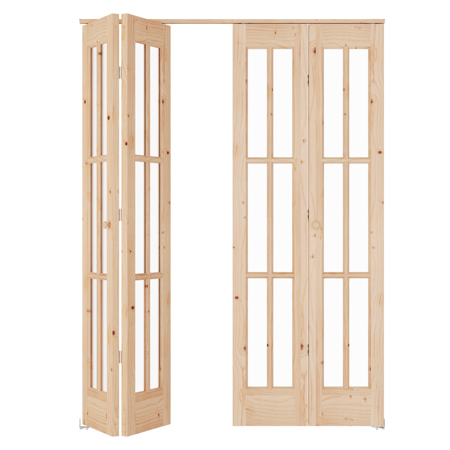Fredbeck 48-in x 80-in 6-Panel Frosted Glass Textured Solid Core Unfinished Spruce Wood Closet Bifold Door ( Hardware Included ) #IFDA4H0507-4880X4
