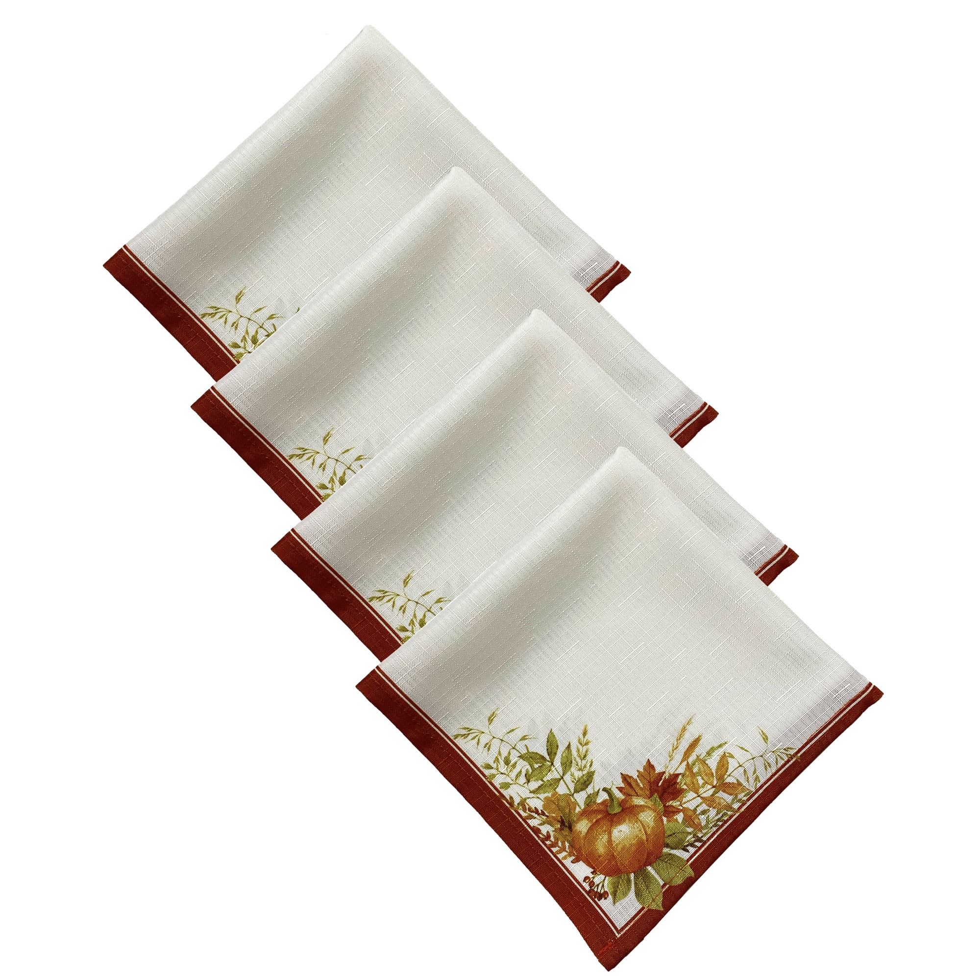 Elrene Home Fashions 194590045852 Autumn Pumpkin Grove 4 -Pack Multicolor Polyester Square Napkin(s)