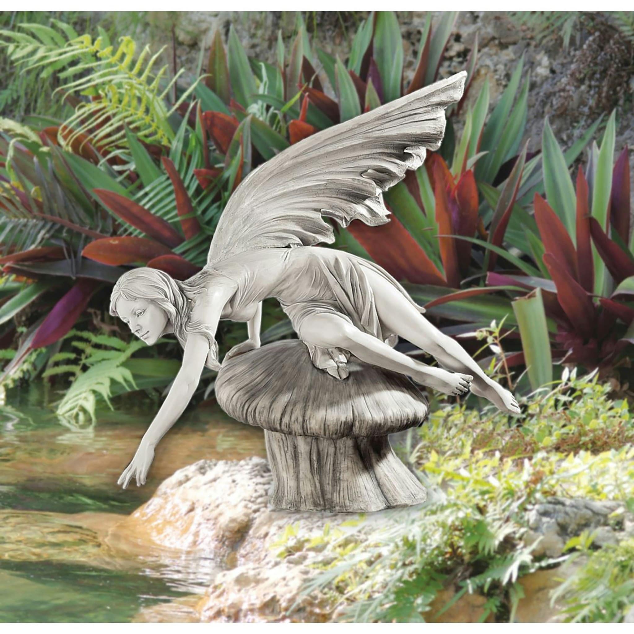 18-Inch Antique Stone Resin Daydream Fairy Garden Statue