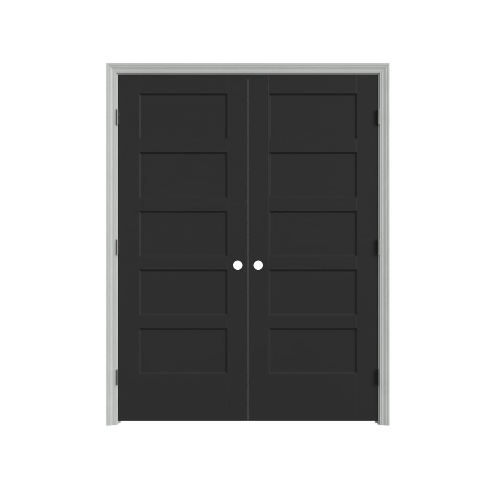 Masonite 641074 36-in x 80-in Midnight Hollow core 4 panel square Right hand Smooth Primed Molded composite Flat Jamb Single Prehung Interior Door