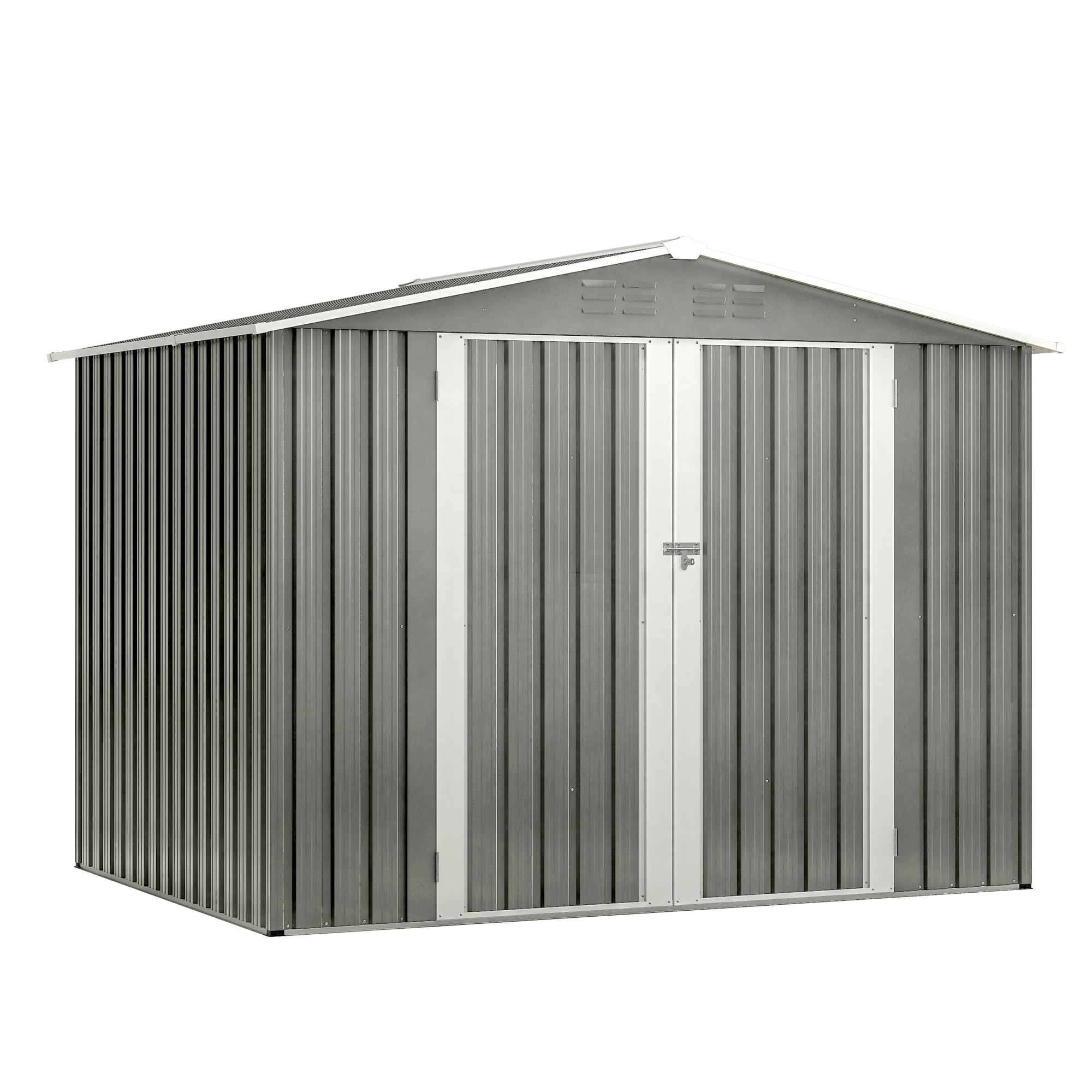 LOVMOR SF-H-W2505S00069 8x6 Galvanized Steel Shed Lockable Vented Multipurpose Outdoor Storage
