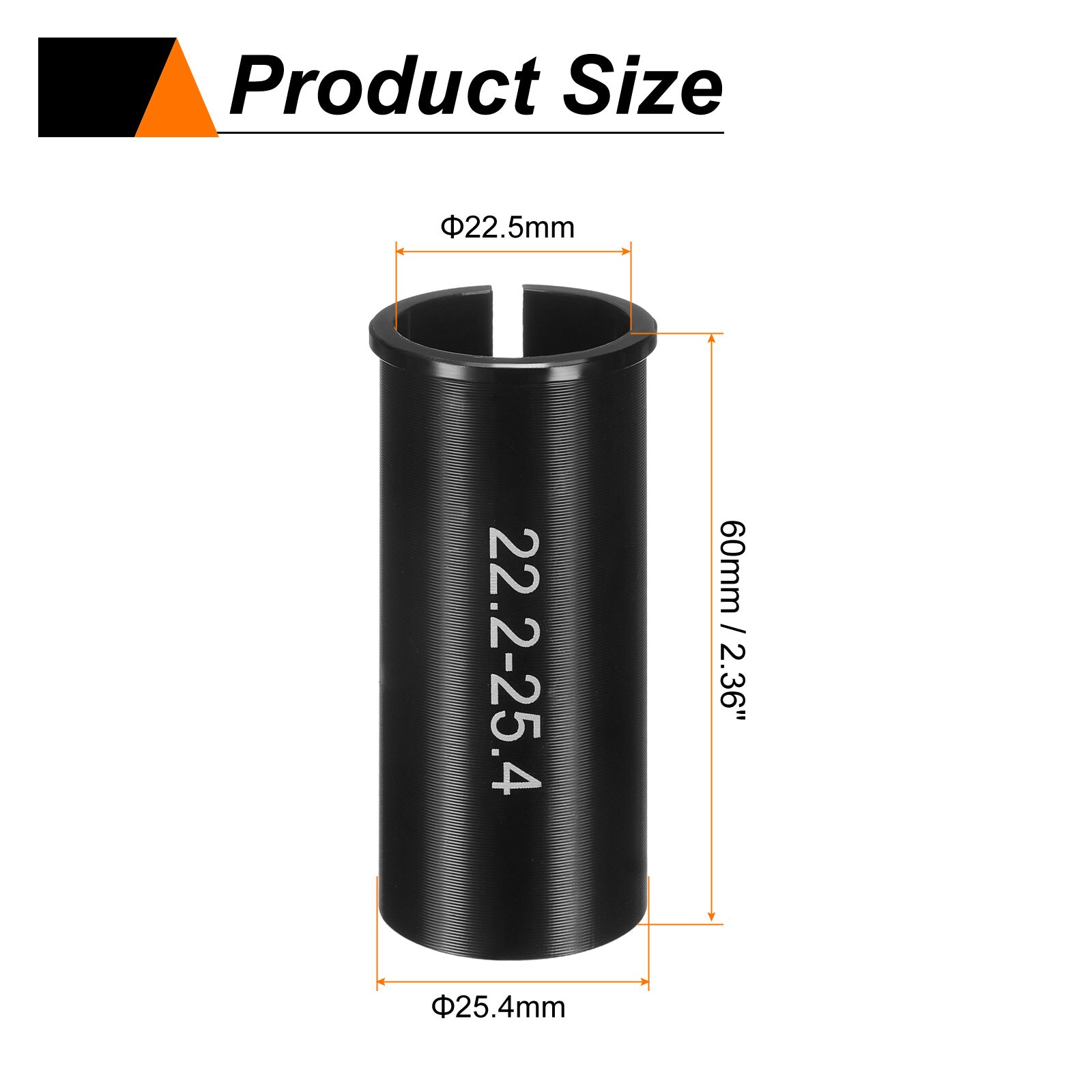 Harfington Alloy Bike Seat Post Reducer Shim 22.2mm to 25.4mm 60mm