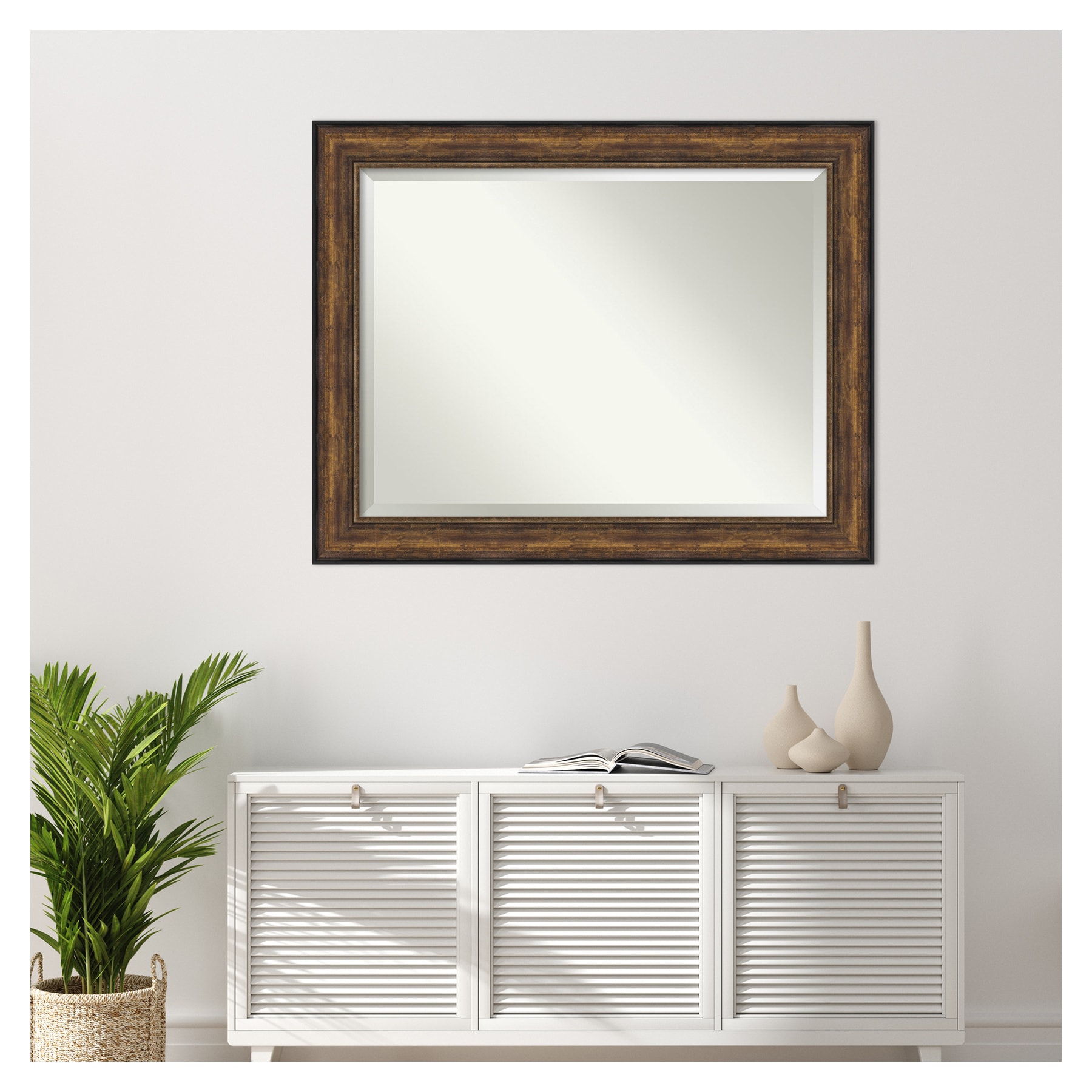 Ballroom Bronze Rectangular Wood Framed Wall Mirror