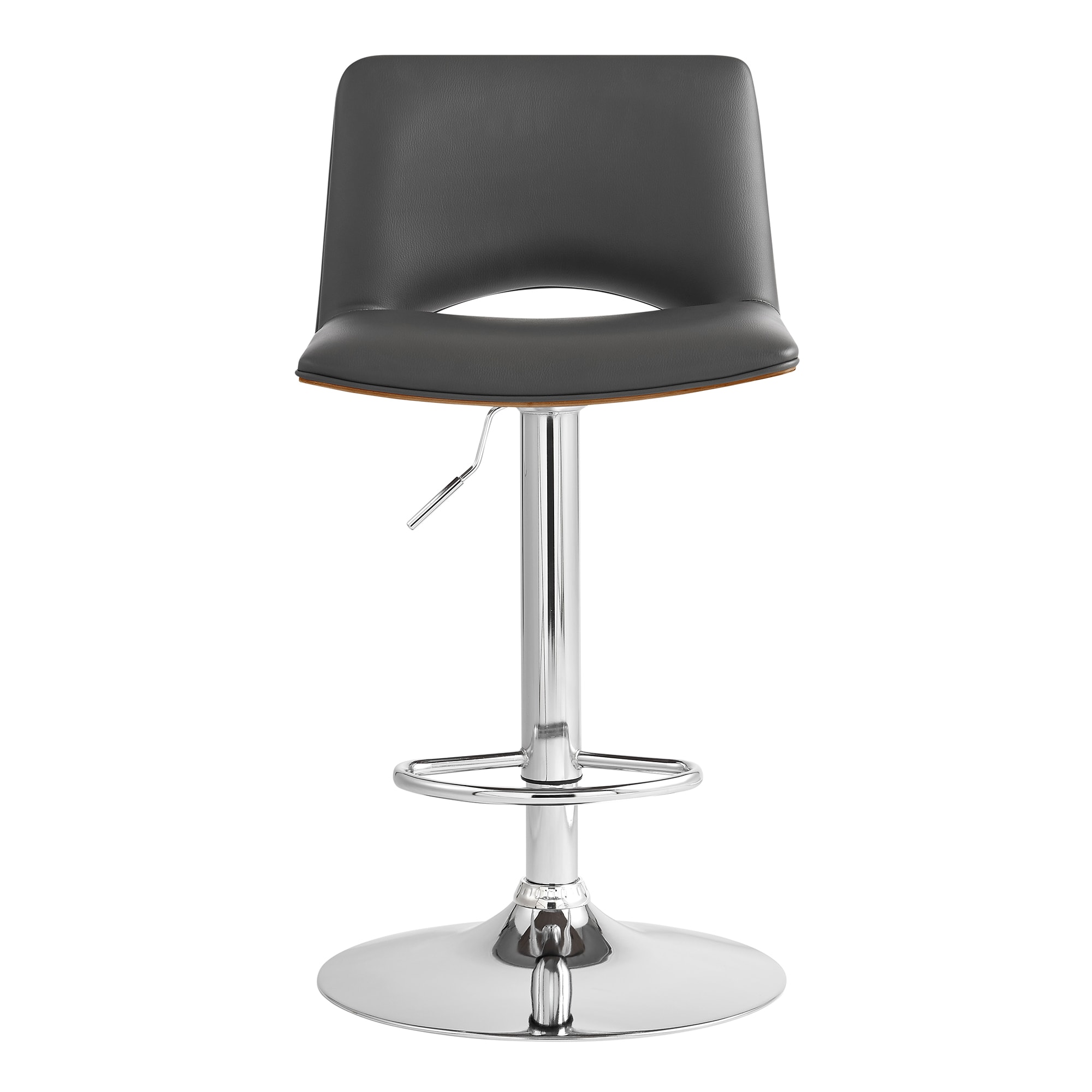 Armen Living LCTHBAWAGR Walnut 24-in H Counter height (24-in to 27-in) Bucket Seat Upholstered Swivel Metal Back Bar Stool Back
