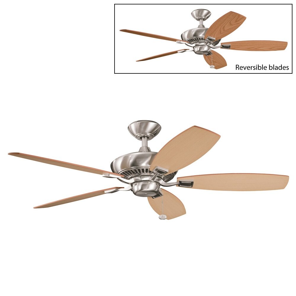 Kichler 300117BSS Canfield 52-in Brushed Stainless Steel with Light Oak/Medium Oak Blades Ceiling Fan Light Kit Compatible ( 5 -Blade )