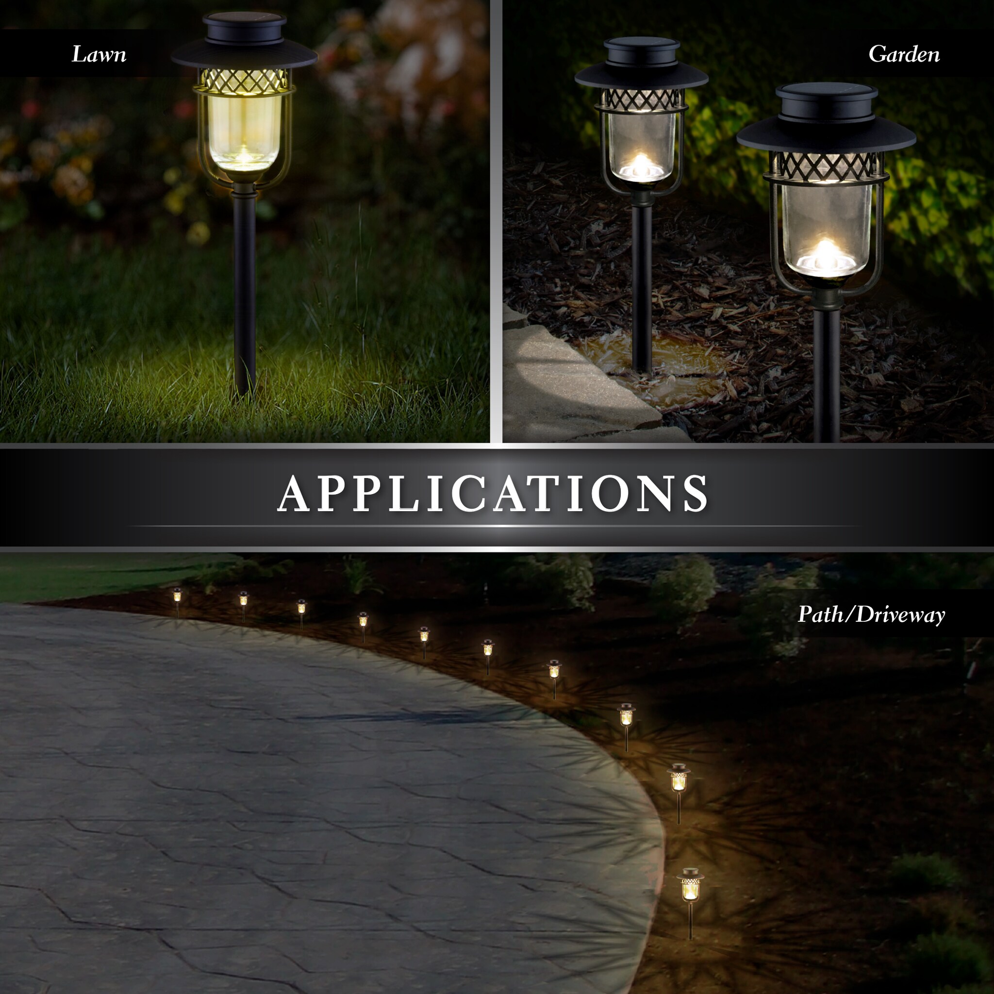 Black Stainless Steel Solar LED Pathway Light Pack, Set of 2