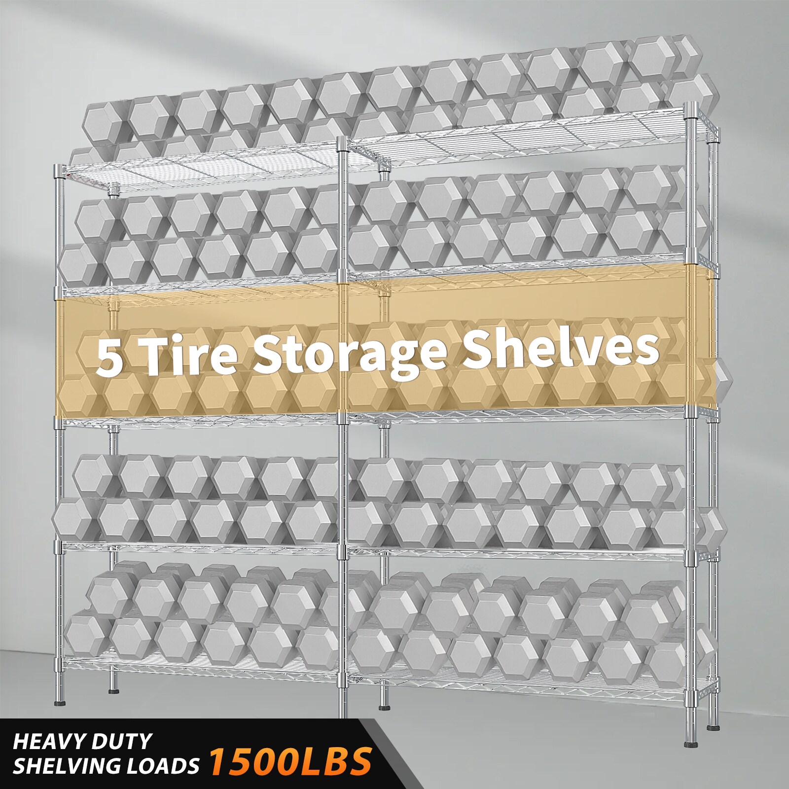 Outopee 57.87-in W x 13.77-in D x 59.05-in H 5 -Tier Heavy Duty Silver ...