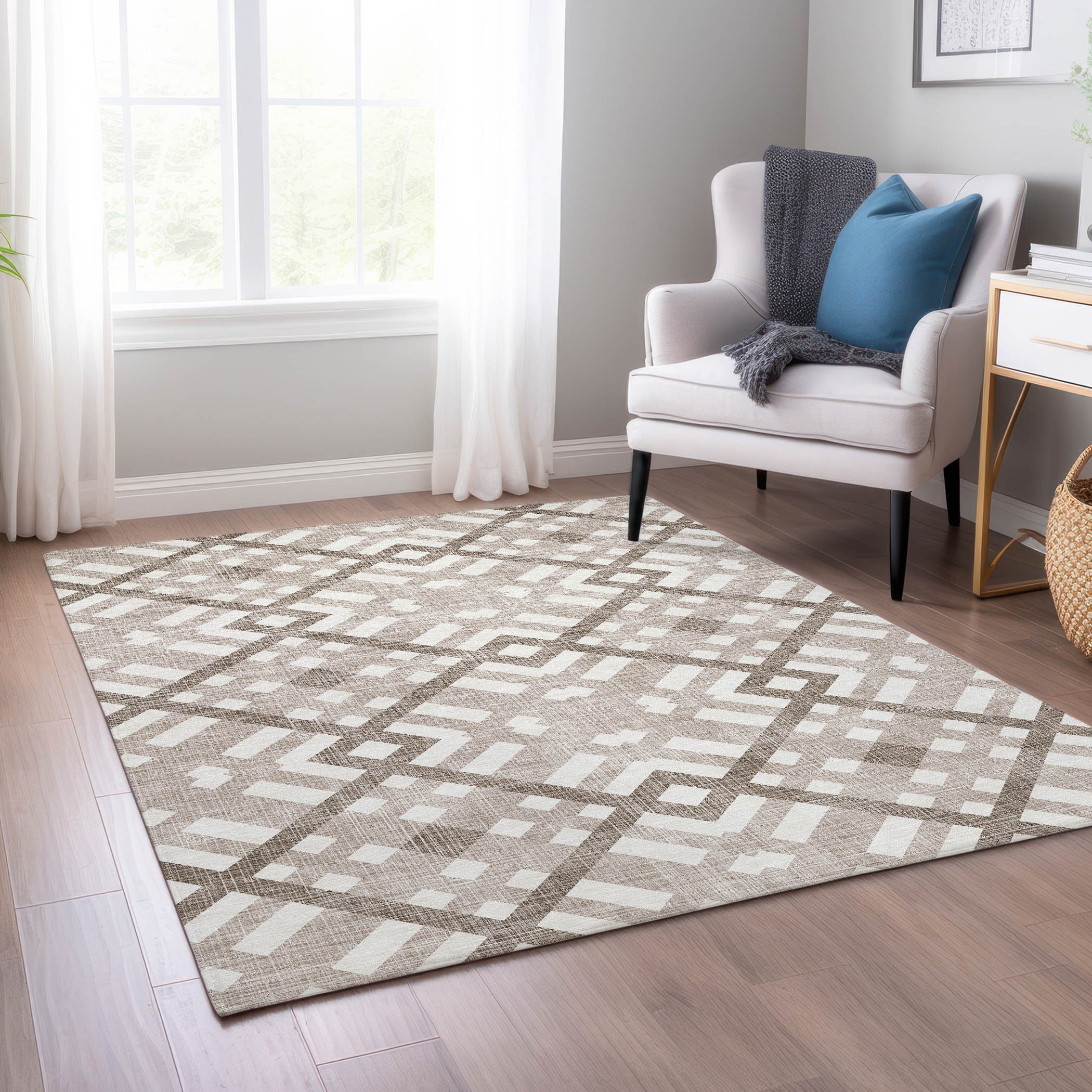 Addison Rugs ACN616TP10X14 Chantille ACN616TP 10 x 14 (ft) Polyester Taupe Rectangular Indoor/Outdoor Abstract Machine washable Area rug