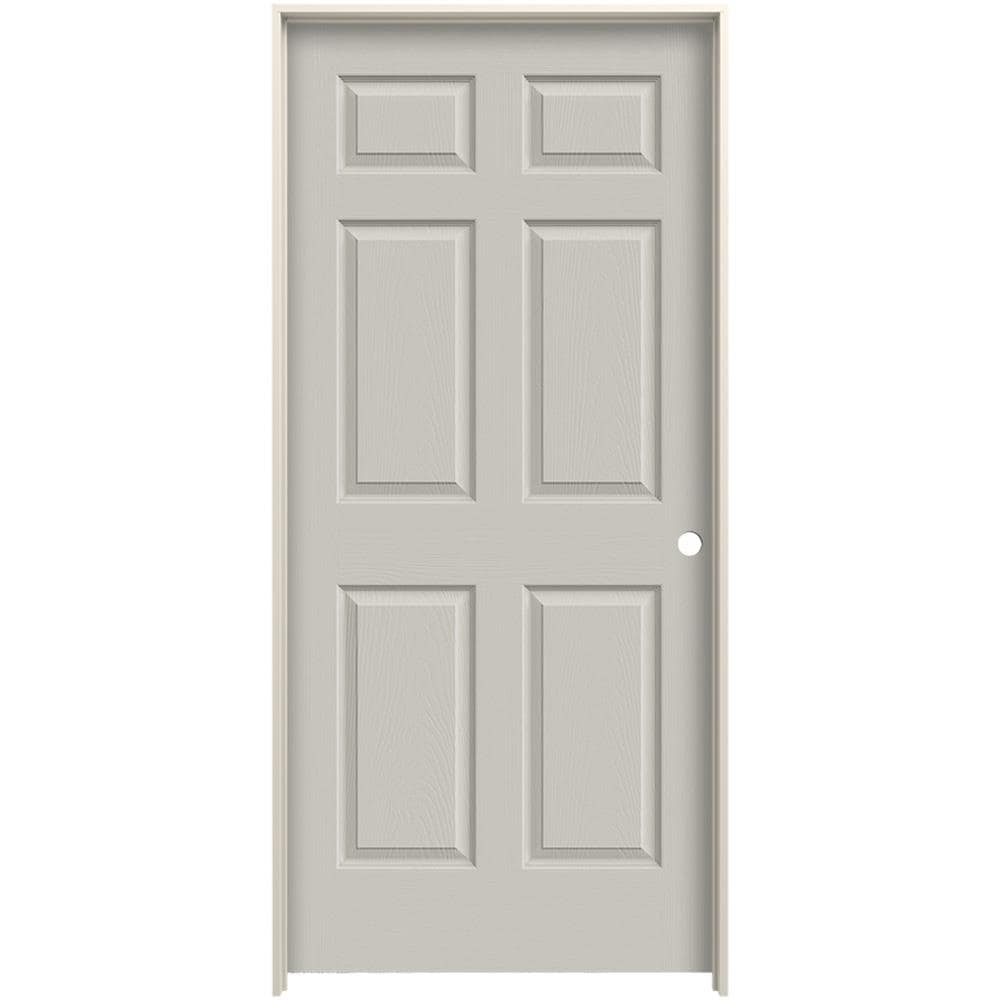 JELD-WEN LOWOLJW225400008 32-in x 80-in Ash Hollow core 6-panel Left hand Textured Prefinished Molded composite Flat Jamb Single Prehung Interior Door