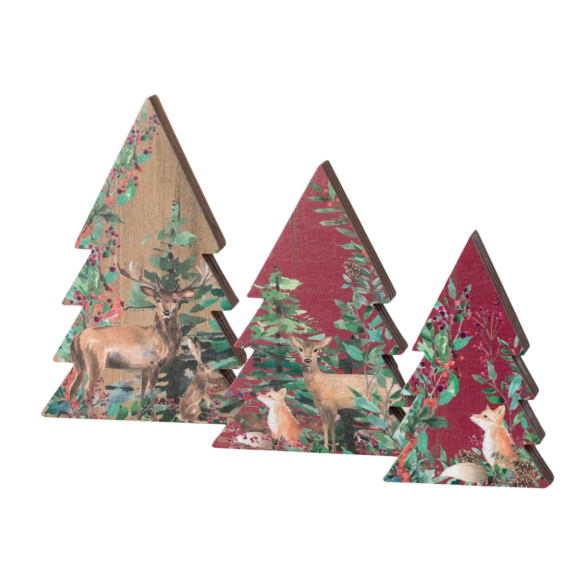 Sullivans PN4087 14-Inches Cabin Christmas Tabletop Decoration Deer 3 -Pack Christmas Decor