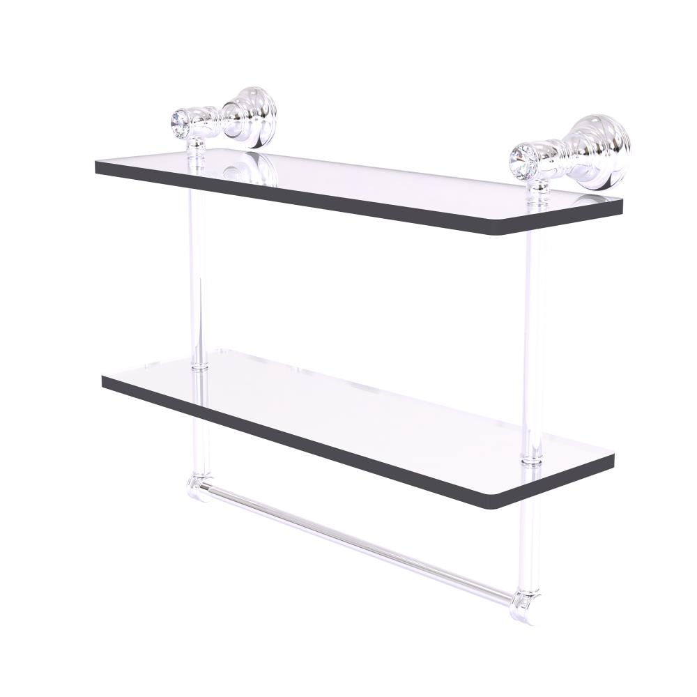 Allied Brass CC-2-TB-16-PC Carolina Crystal Polished Chrome 2 -Tier Wall mount Bathroom Shelf ( 16-in x 9.5-in x 5-in )