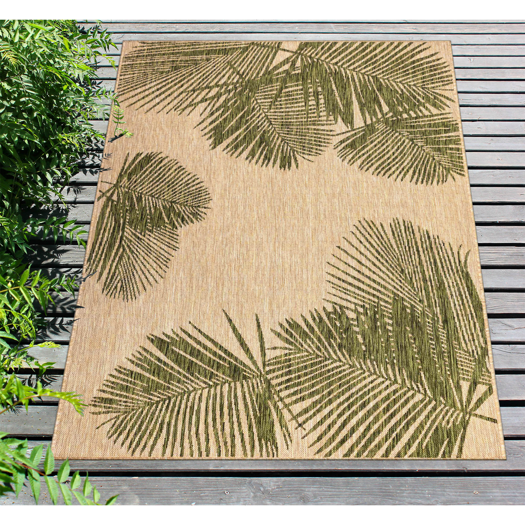 Liora Manne CRE80843906 Carmel 8 x 10 (ft) Polypropylene Green Rectangular Indoor/Outdoor Floral/Botanical Tropical Area rug