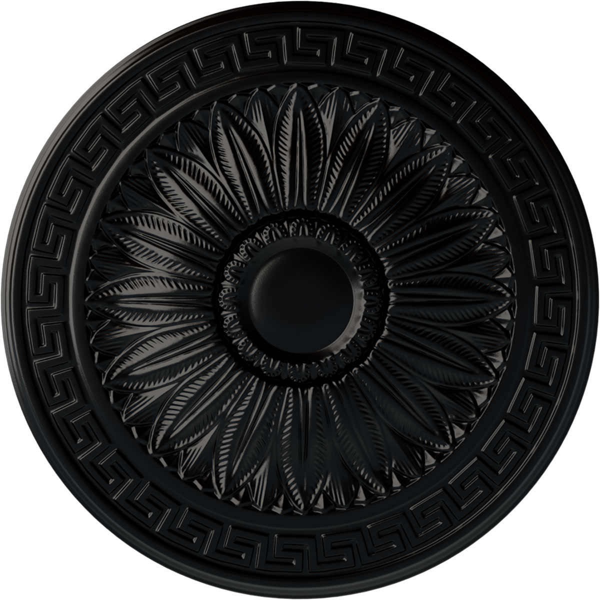 Ekena Millwork CM20HABLF Randee 20-in W x 20-in L Painted Jet Black Polyurethane Whole Ceiling Medallion