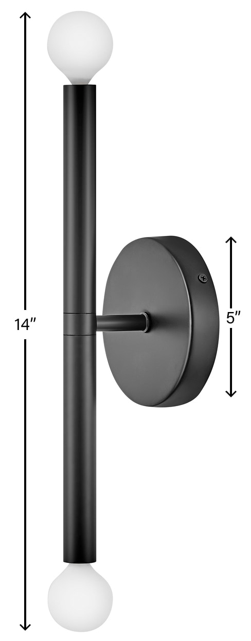 Millie 14" Black Steel Dimmable Cylinder Wall Sconce
