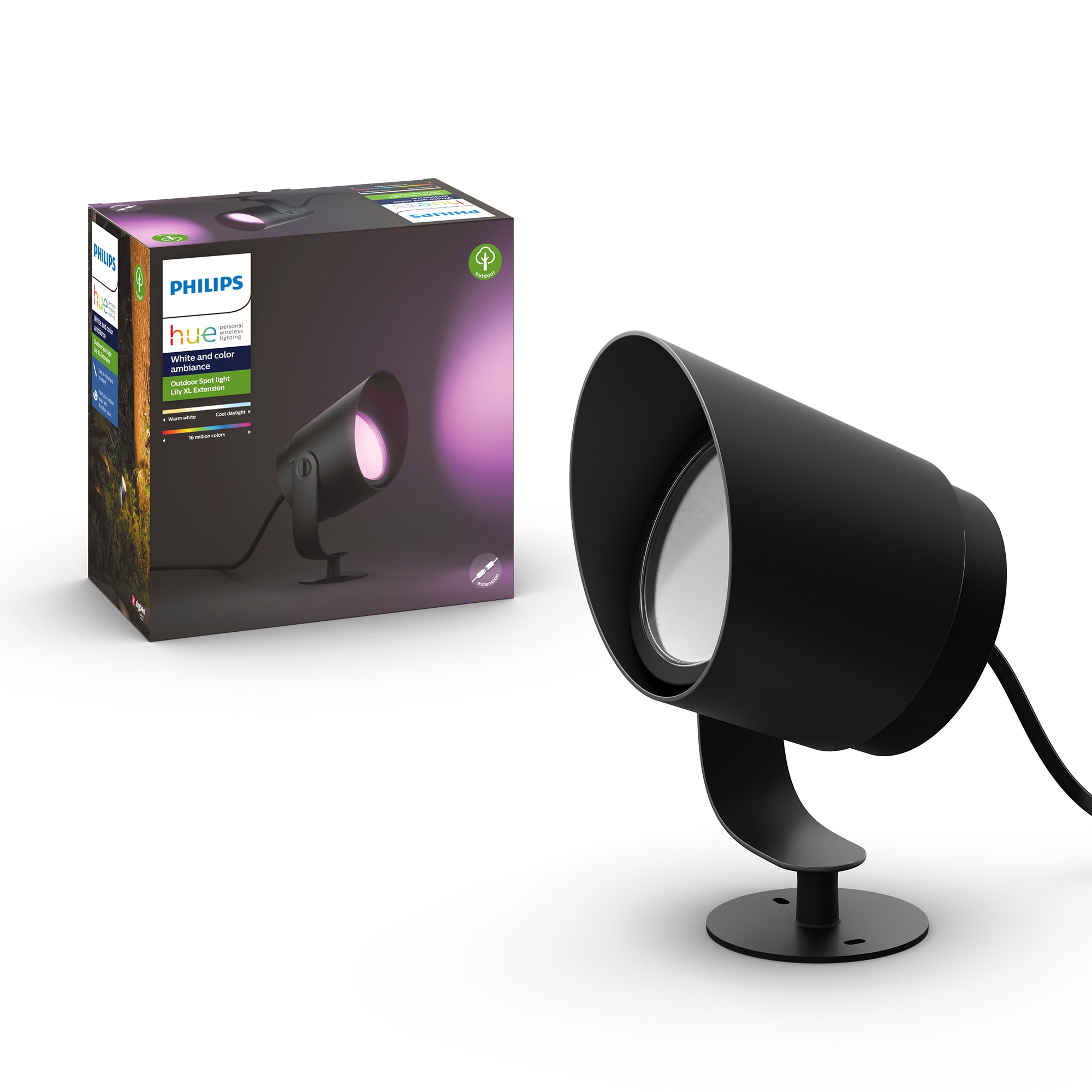Philips Hue Lily XL Outdoor Extension 15-Watt Black Low Voltage Plug-in LED Spot Light in the Spot & Flood Lights department at Lowes.com