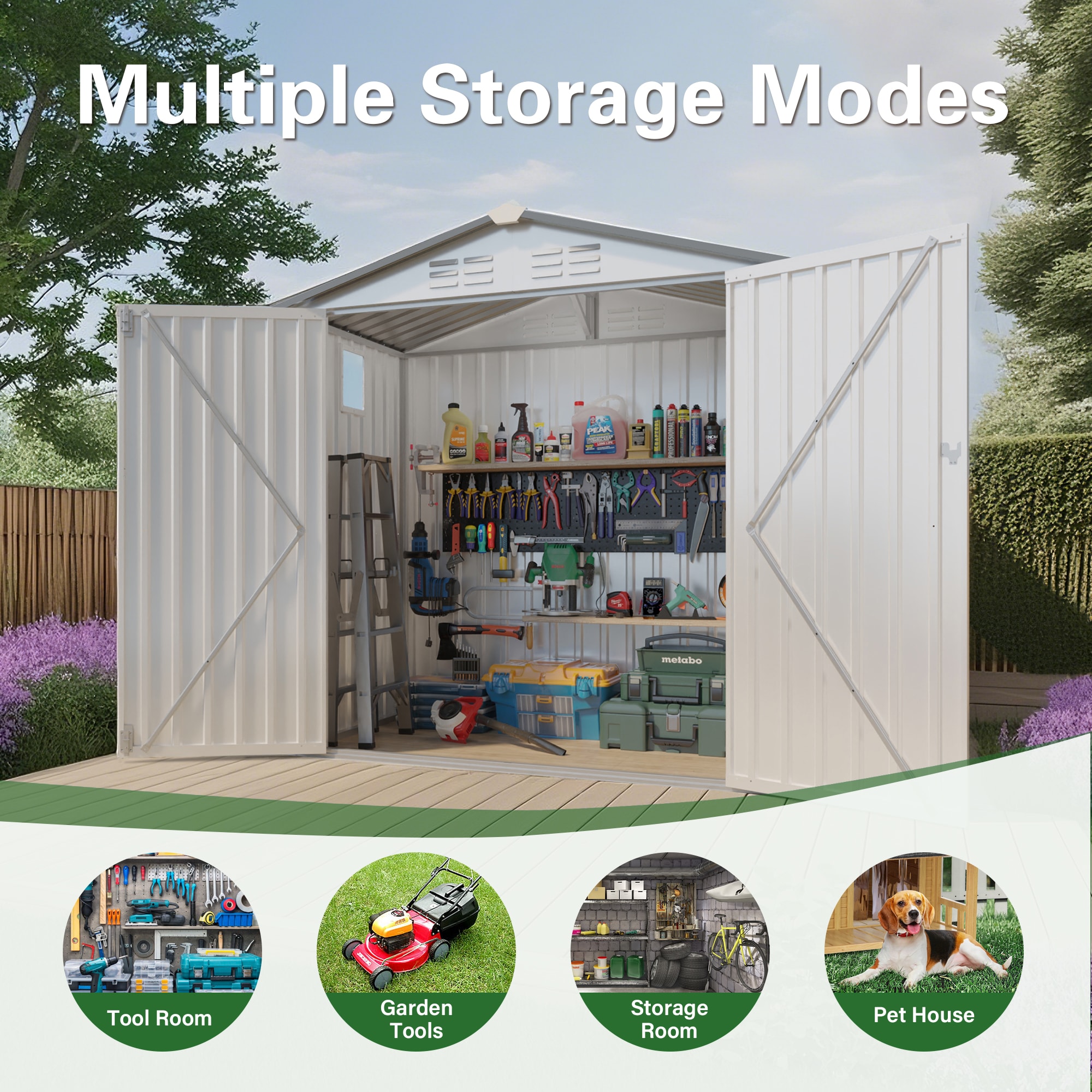 WELLFOR GIZHF573BK Metal-Storage-Buildings-Sheds - View #2