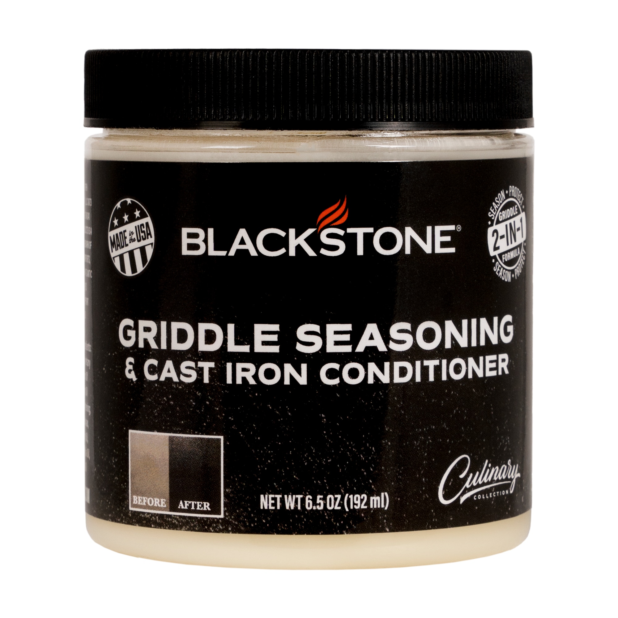 Blackstone 2-IN-1 Griddle & Cast Iron Seasoning Conditioner 6.5 OZ–  Effective Seasoning Rub Formula – Food Safe – Easy to Use Cleaner &  Conditioner –