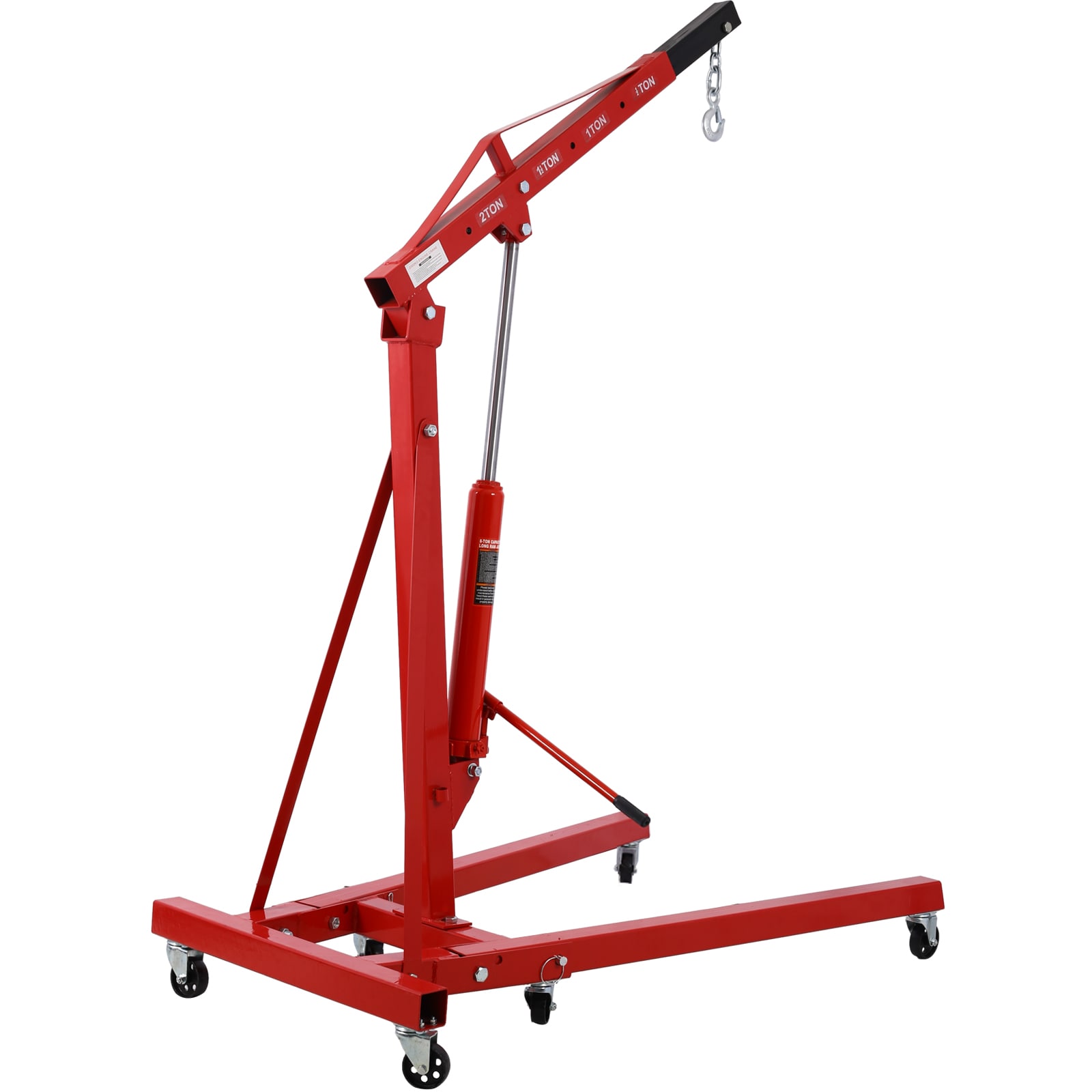 Kahomvis GH-QP214-028 2 Ton Folding Engine Hoist Cherry Picker Shop Crane Hoist Lift, Heavy Duty Steel with 6 Iron Caster Wheels (Red)