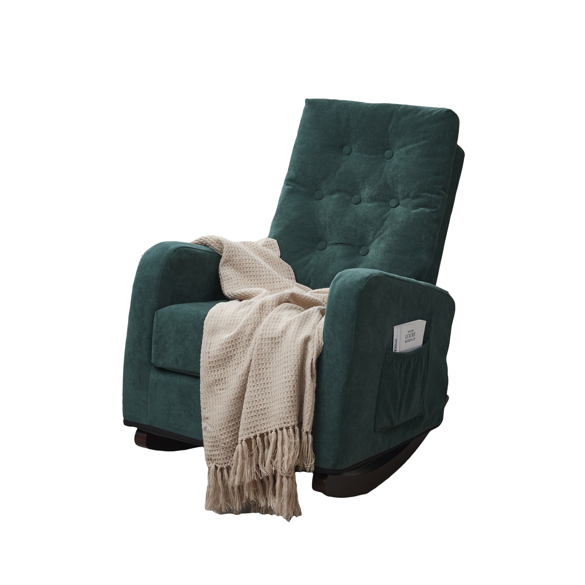 AHIOU HOME ZAAH-CH41374 Brayden Modern Antique Green Velvet Rocking Chair