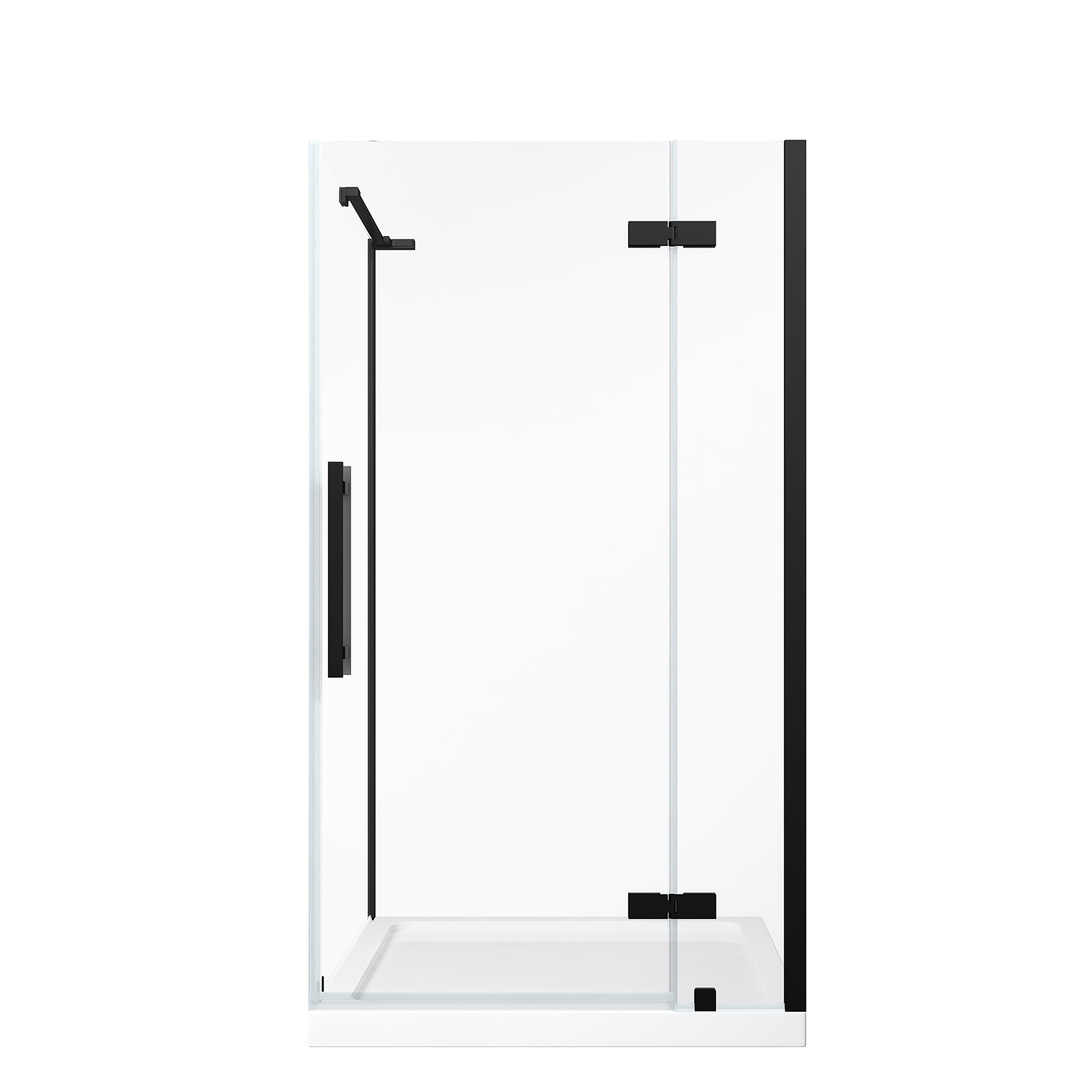 Tampa Black Frameless Corner Shower Kit with Acrylic Base