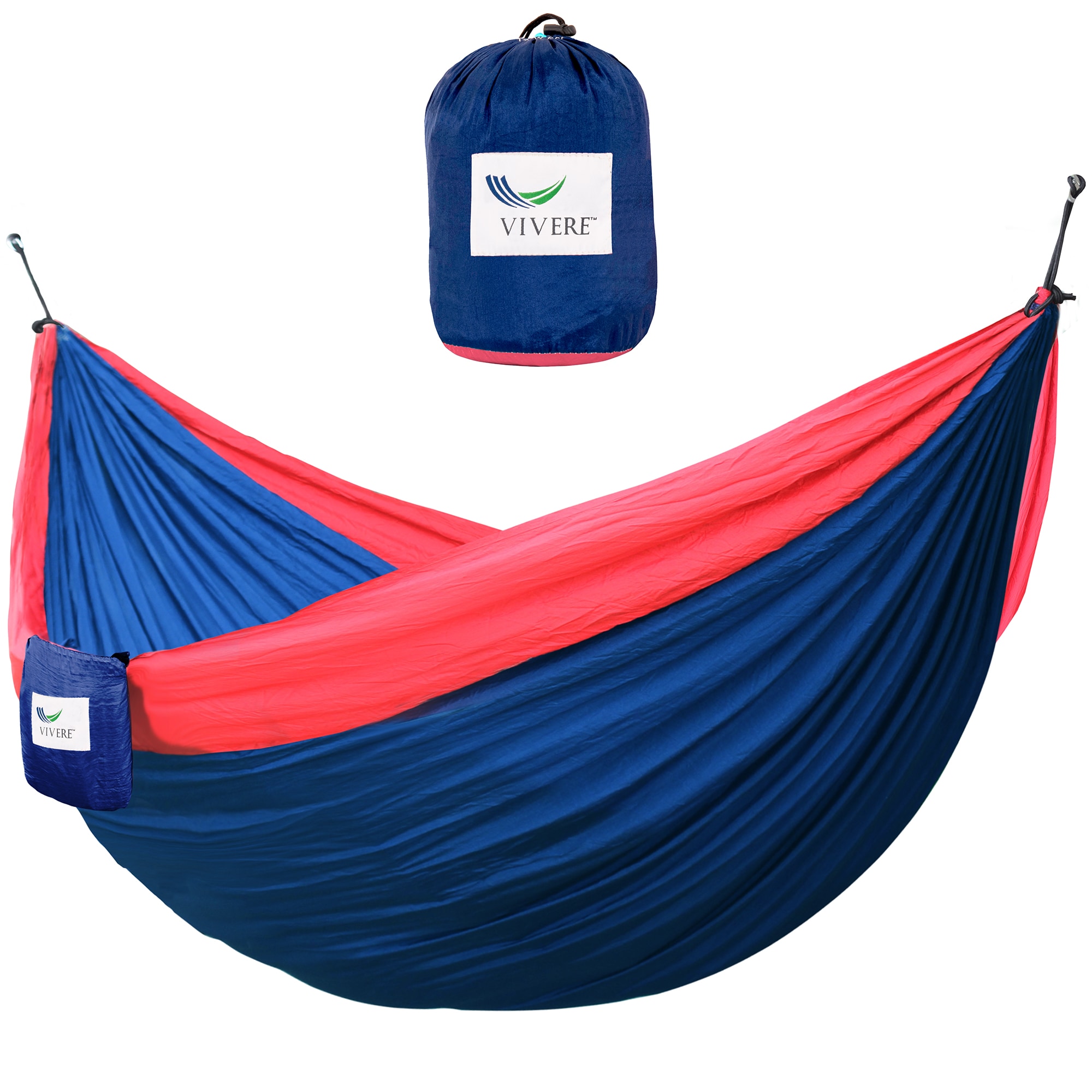 Vivere Double Navy and Red Nylon Hammock Bed