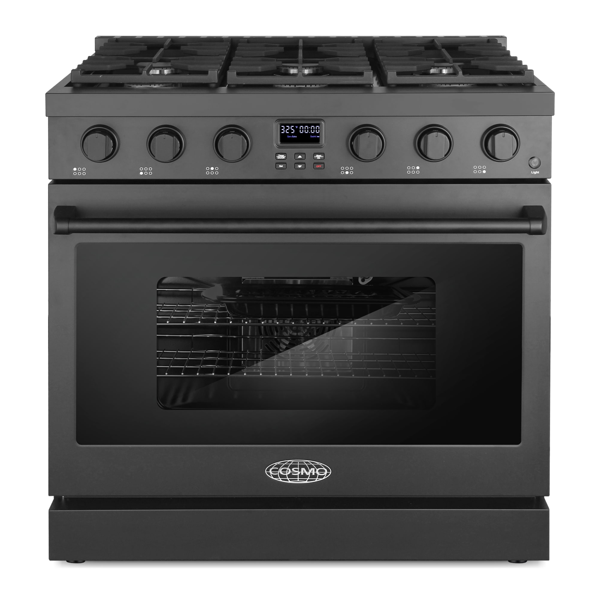 Cosmo 36-in 6 burners 6-cu ft Convection Oven Slide-In Natural Gas Range ( Black ) #COS-GRC366KB-BK