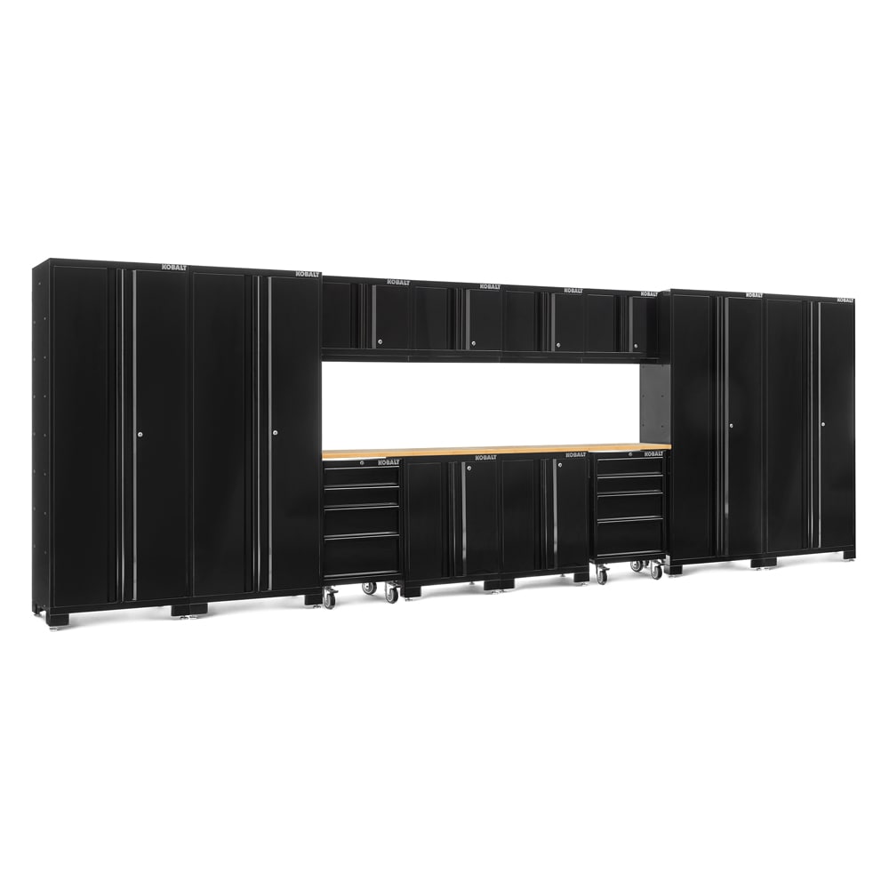 Kobalt 216-in W x 76-in H x 18-in D 12 -Cabinets Steel Black Garage Storage System #53977