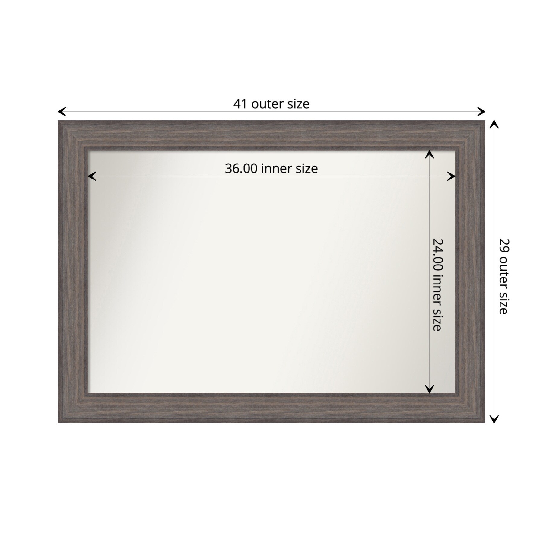 41" x 29" Brown Wood Rectangular Bathroom Vanity Mirror