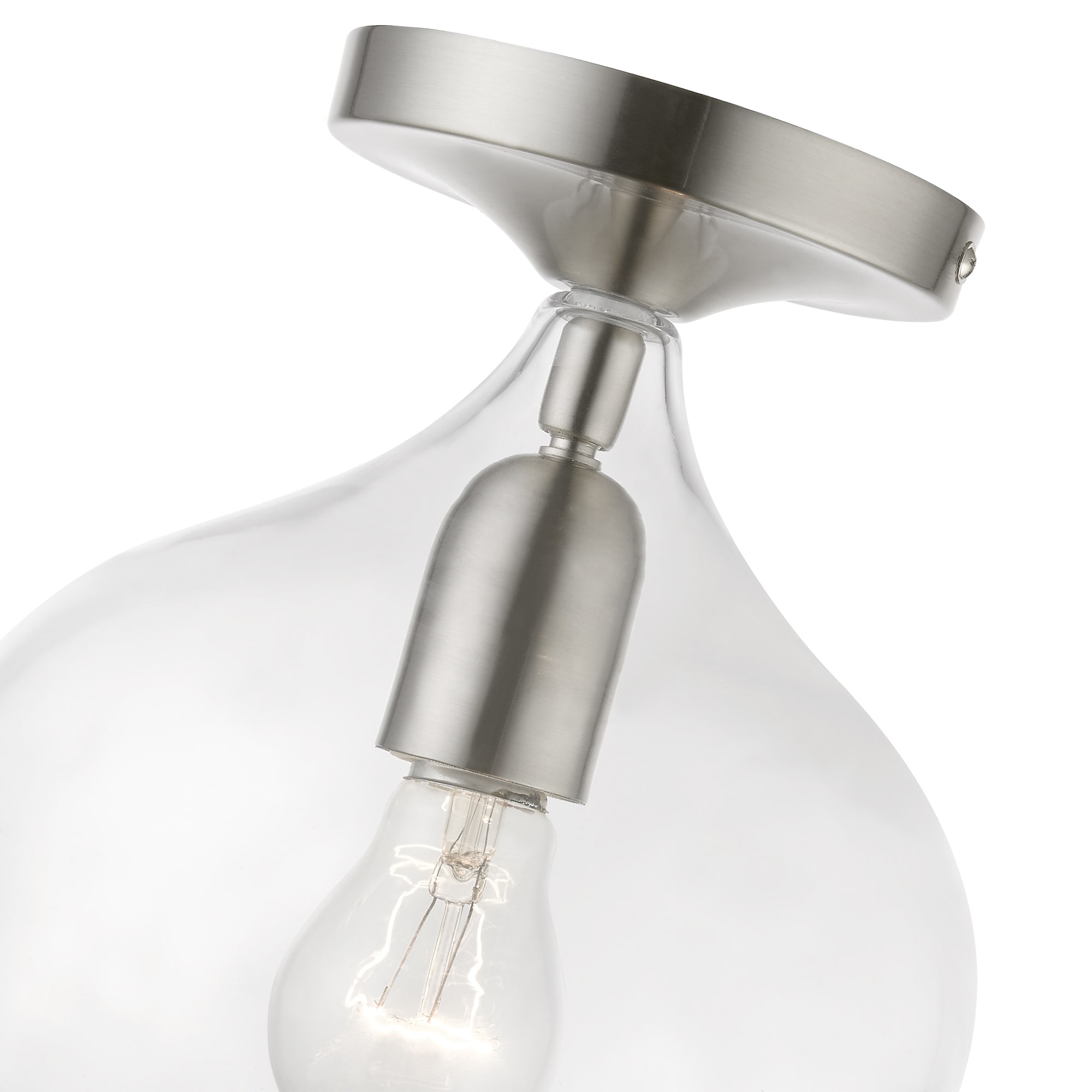 Brushed Nickel 1-Light Semi-Flush Mount with Clear Glass Shade
