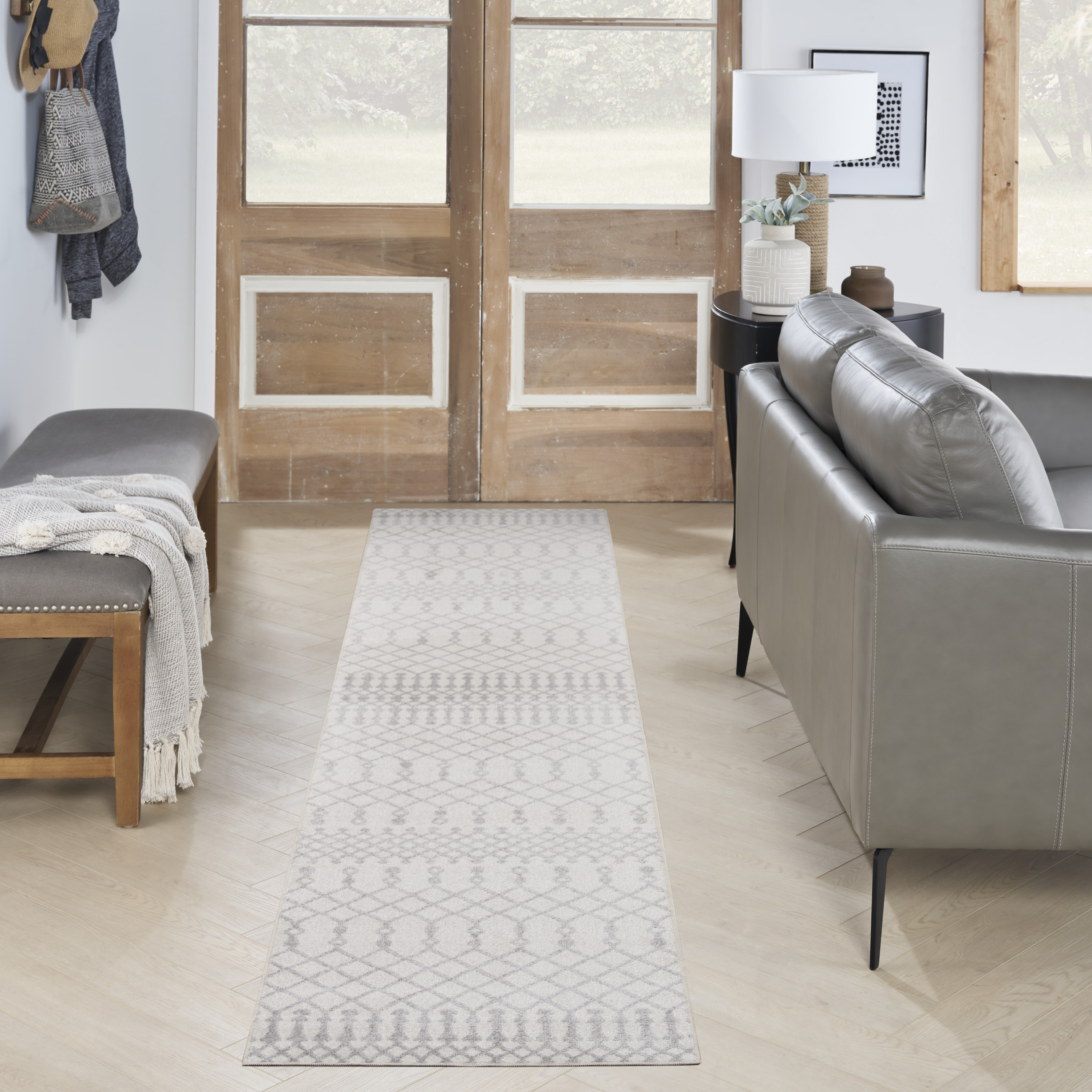 Nourison 099446123534 Astra Machine Washable 2 x 10 (ft) Loomed Polyester Ivory Rectangular Indoor Tribal Bohemian/Eclectic Machine washable Runner rug